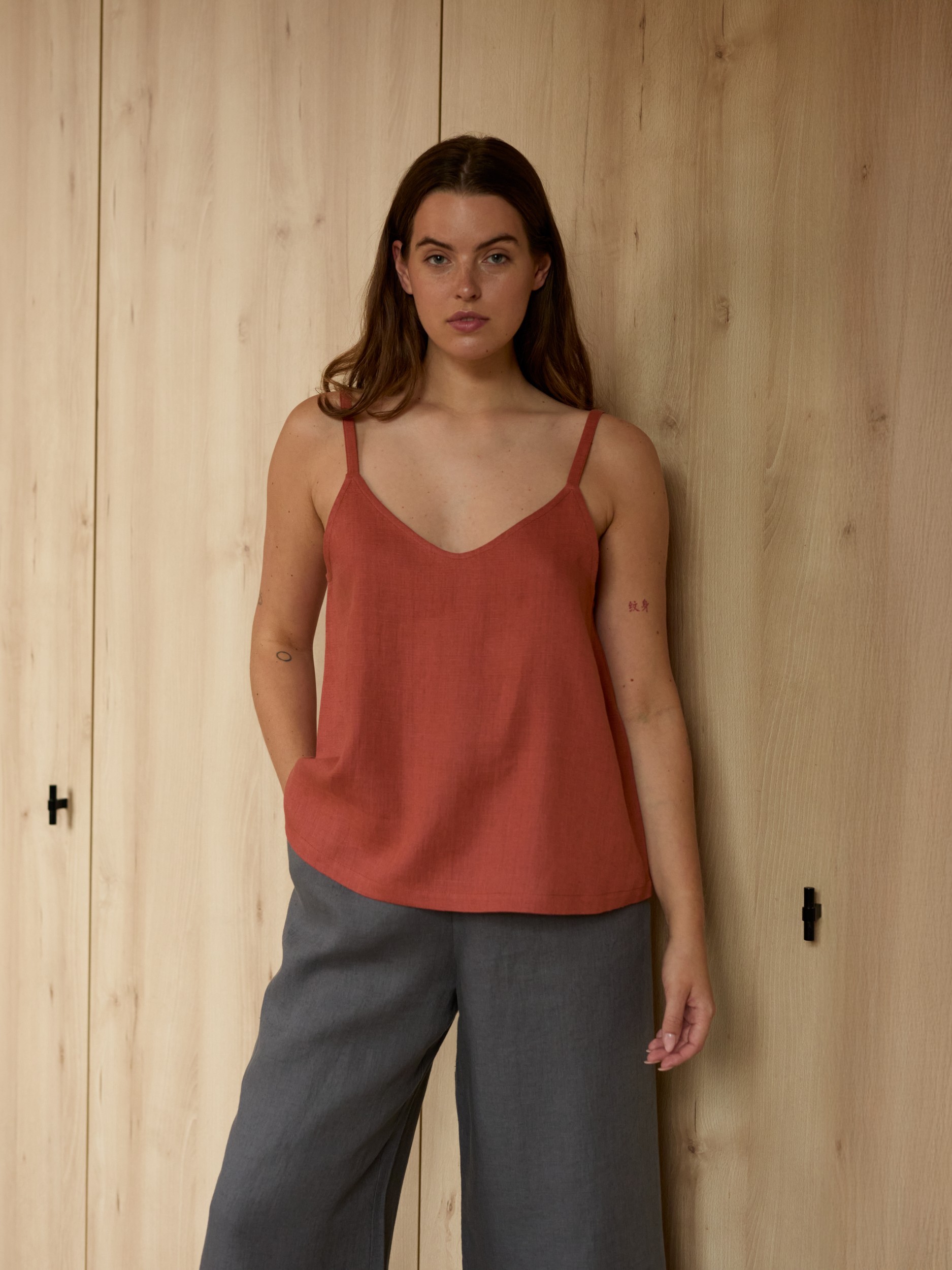 Linen Tank Top MILLIE | V-Neck Cami Top - Image 2