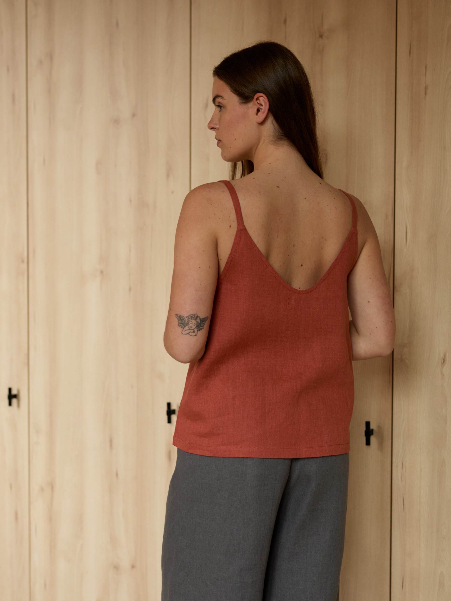 Linen Tank Top MILLIE | V-Neck Cami Top - Image 3