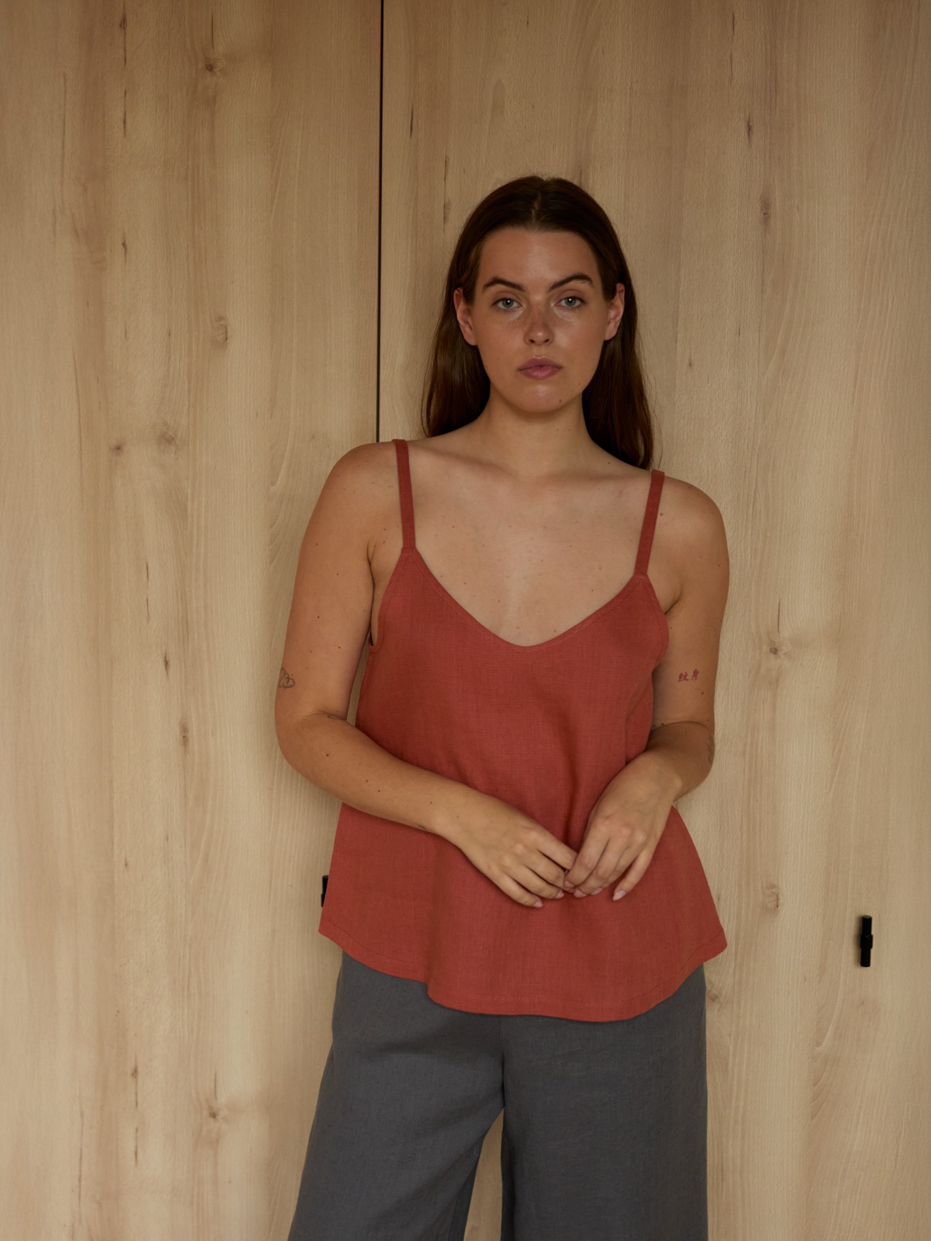 Linen Tank Top MILLIE | V-Neck Cami Top - Image 4