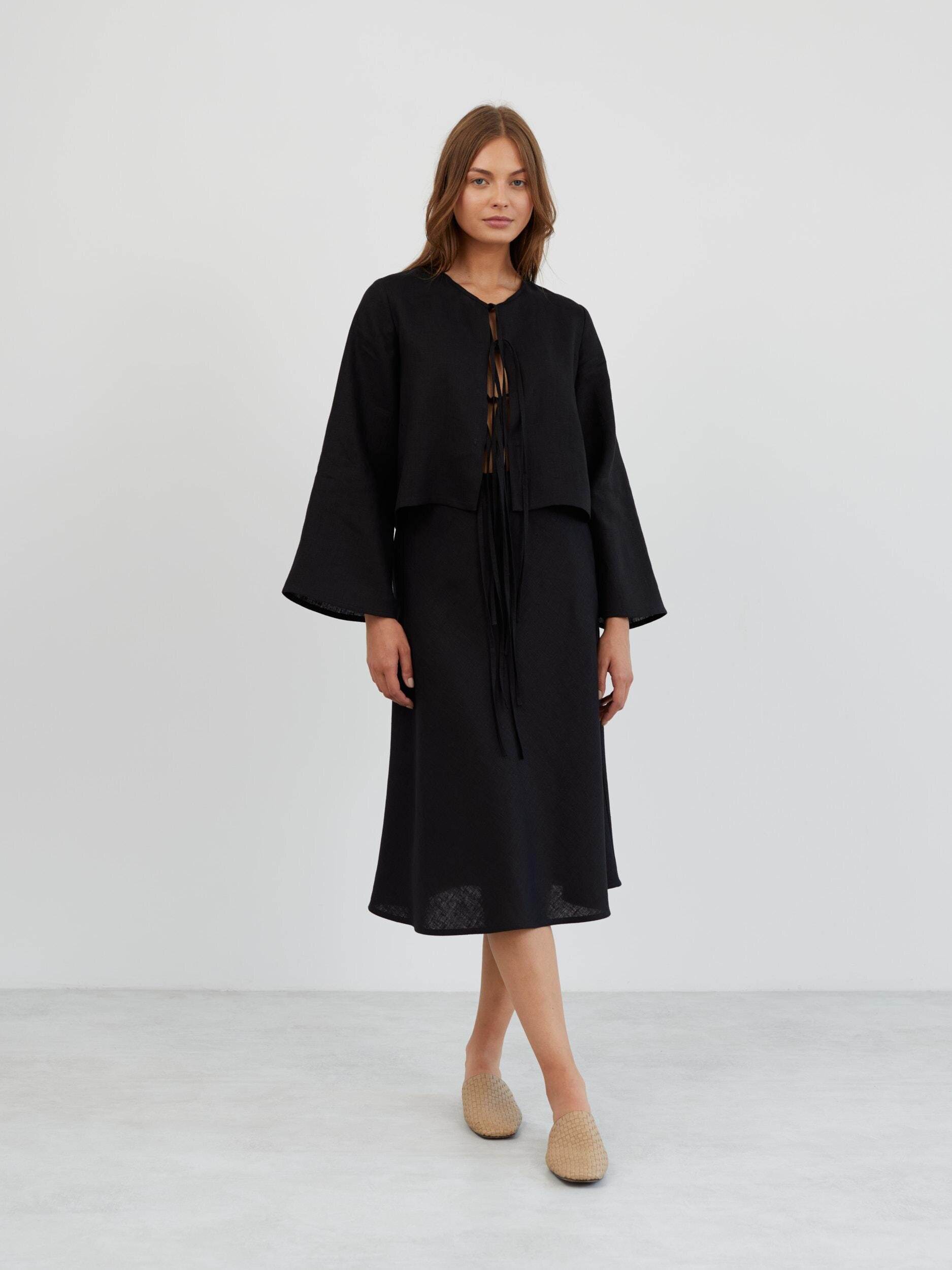 Linen Tie Front Long Sleeve Blouse BLAIRE - Image 2