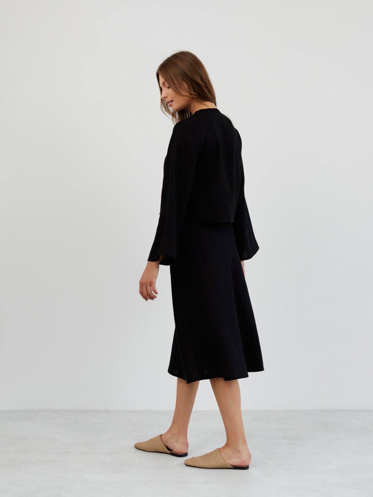 BLAIRE pellava paitapusero Musta — yksityiskohta — kangassolmu