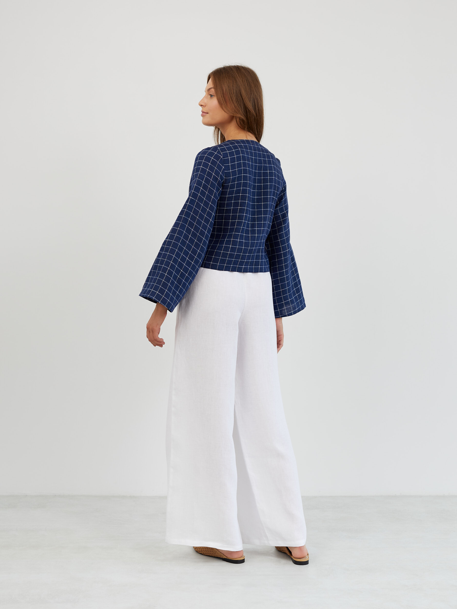 Linen Tie Front Bell Sleeve Top CASSIDY - Image 6