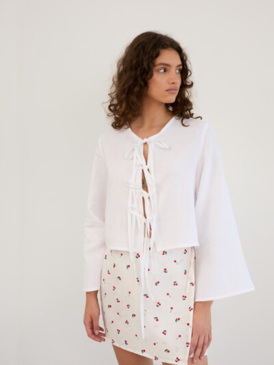 Linen Tie Front Cropped Top BLAIRE