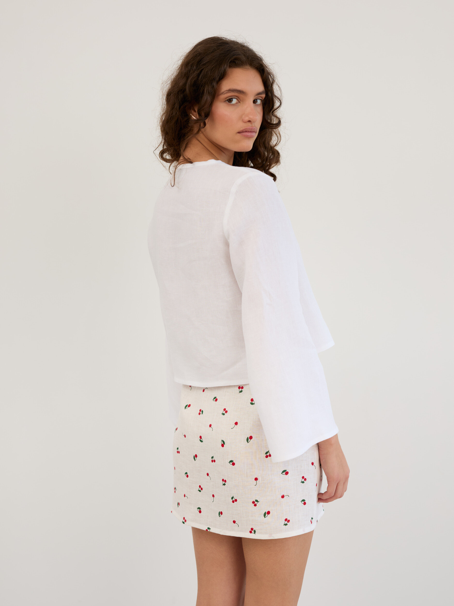 Linen Tie Front Cropped Top BLAIRE - Image 5