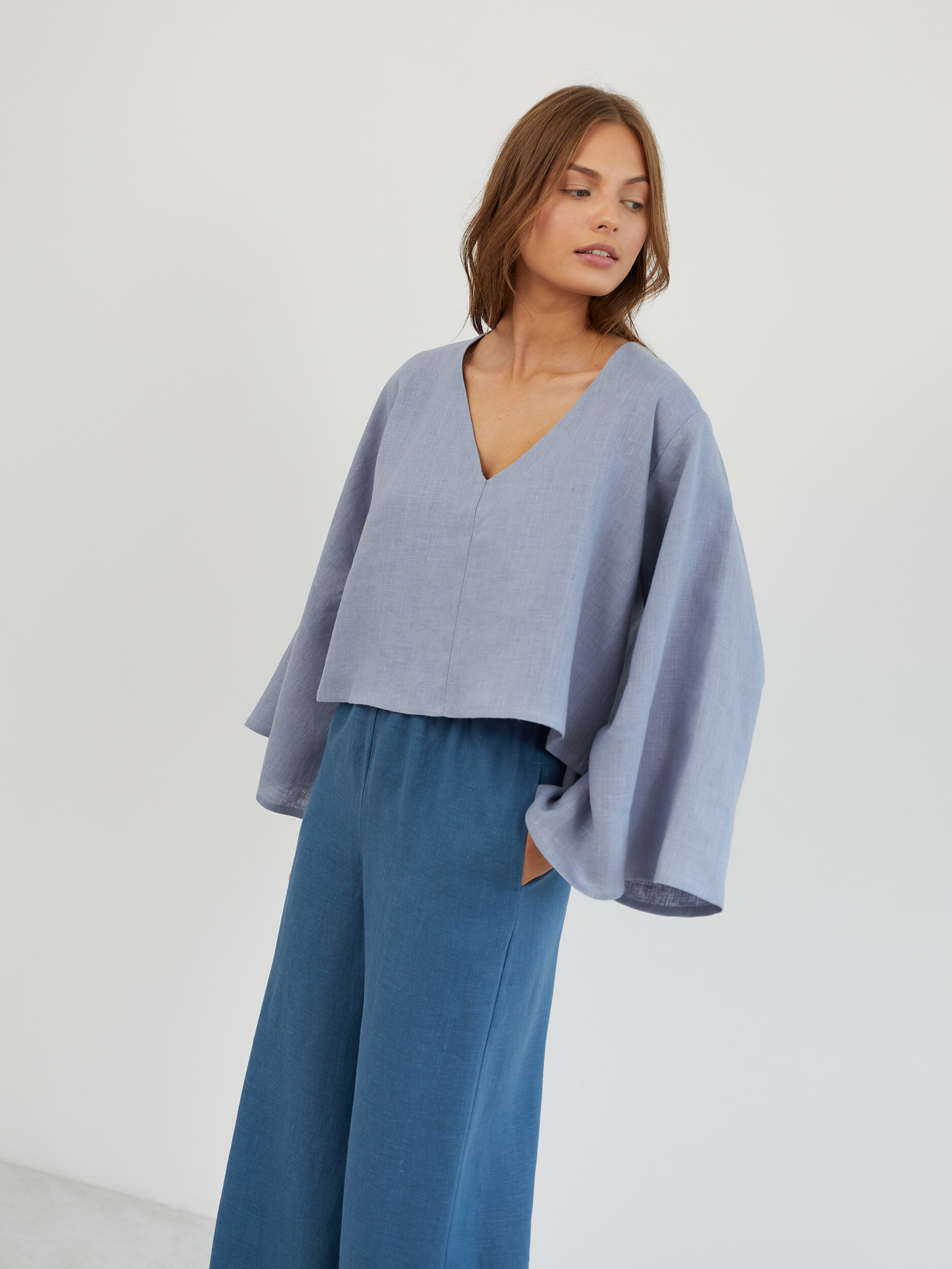 Oversized Linen Kimono Top BONNIE - Image 1