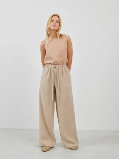 LUCAS Linen Wide Leg Drawstring Pants