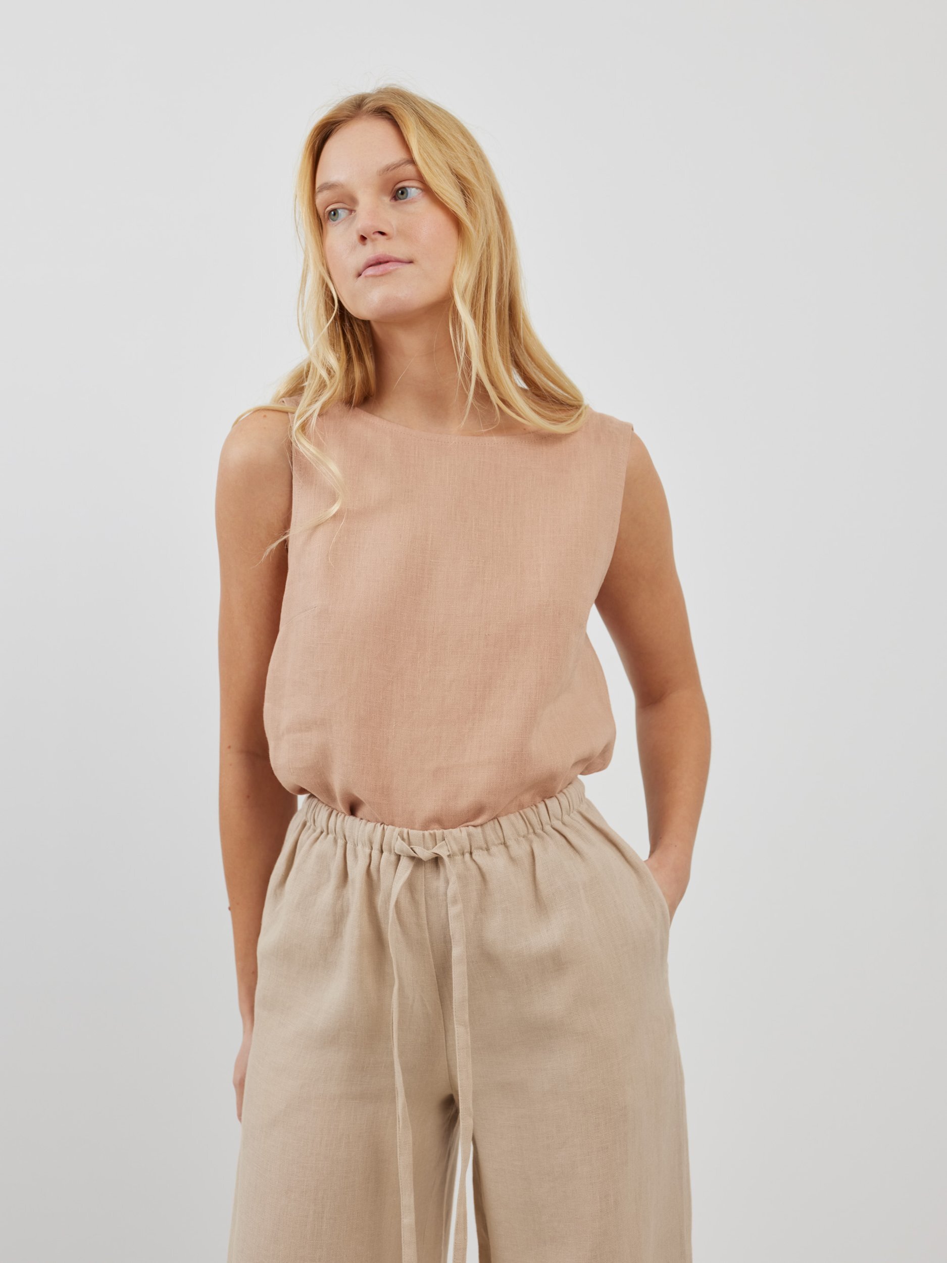LUCAS Linen Wide Leg Drawstring Pants - Image 4