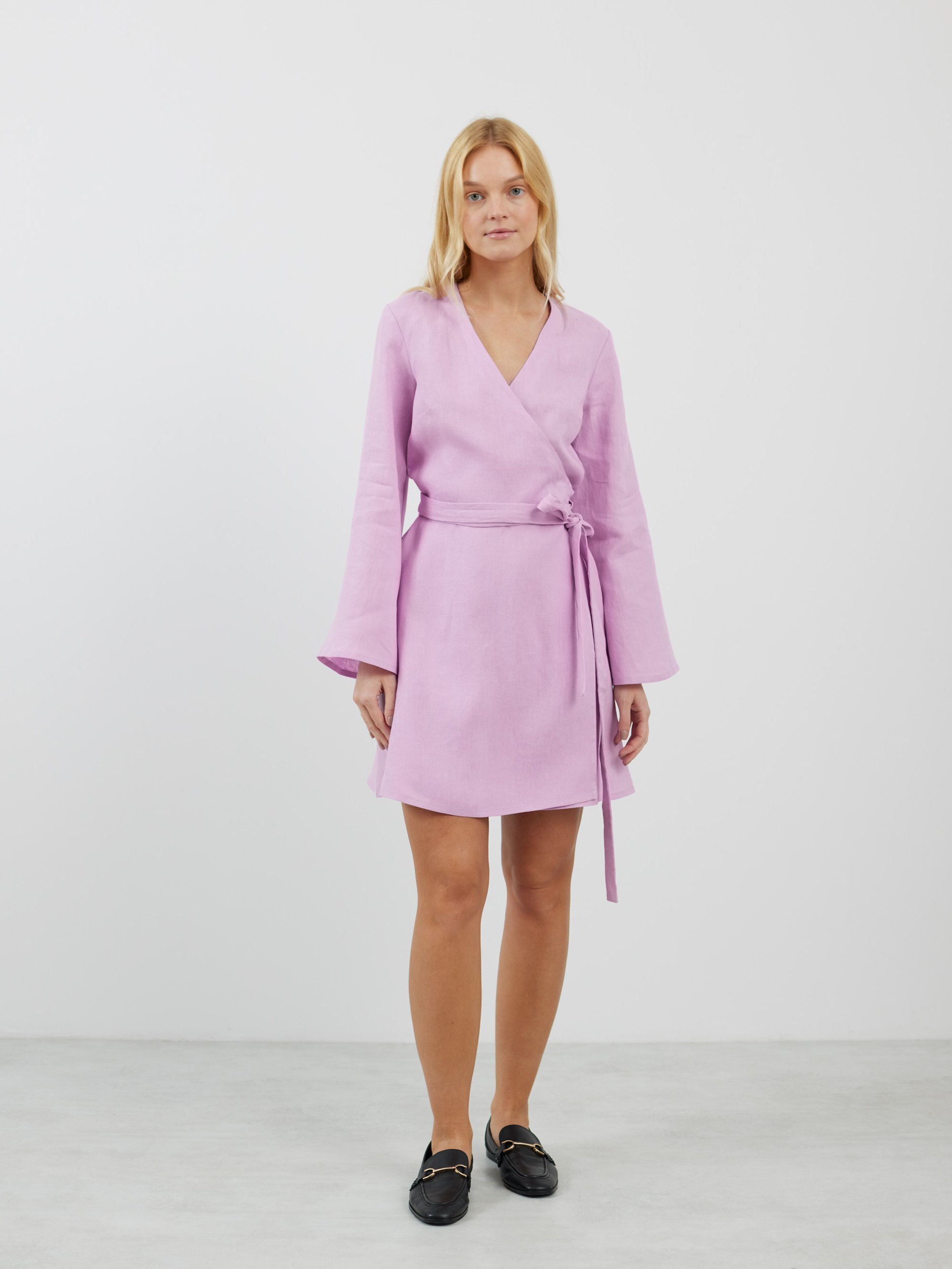 LYDIA Langarm Wickelkleid aus Leinen - Image 2