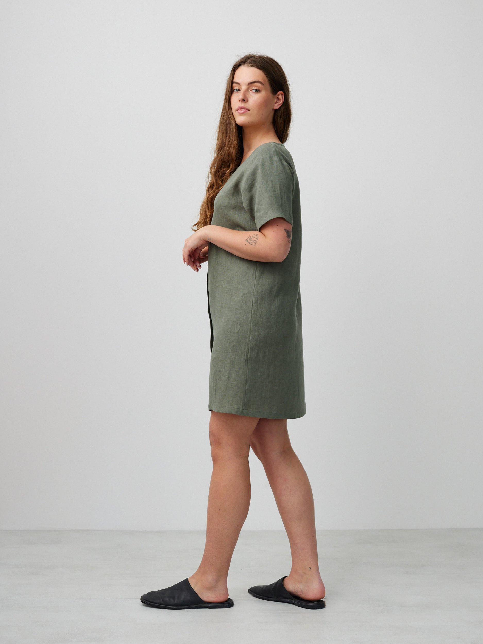 LYRA Button Down Short Linen Dress - Image 4