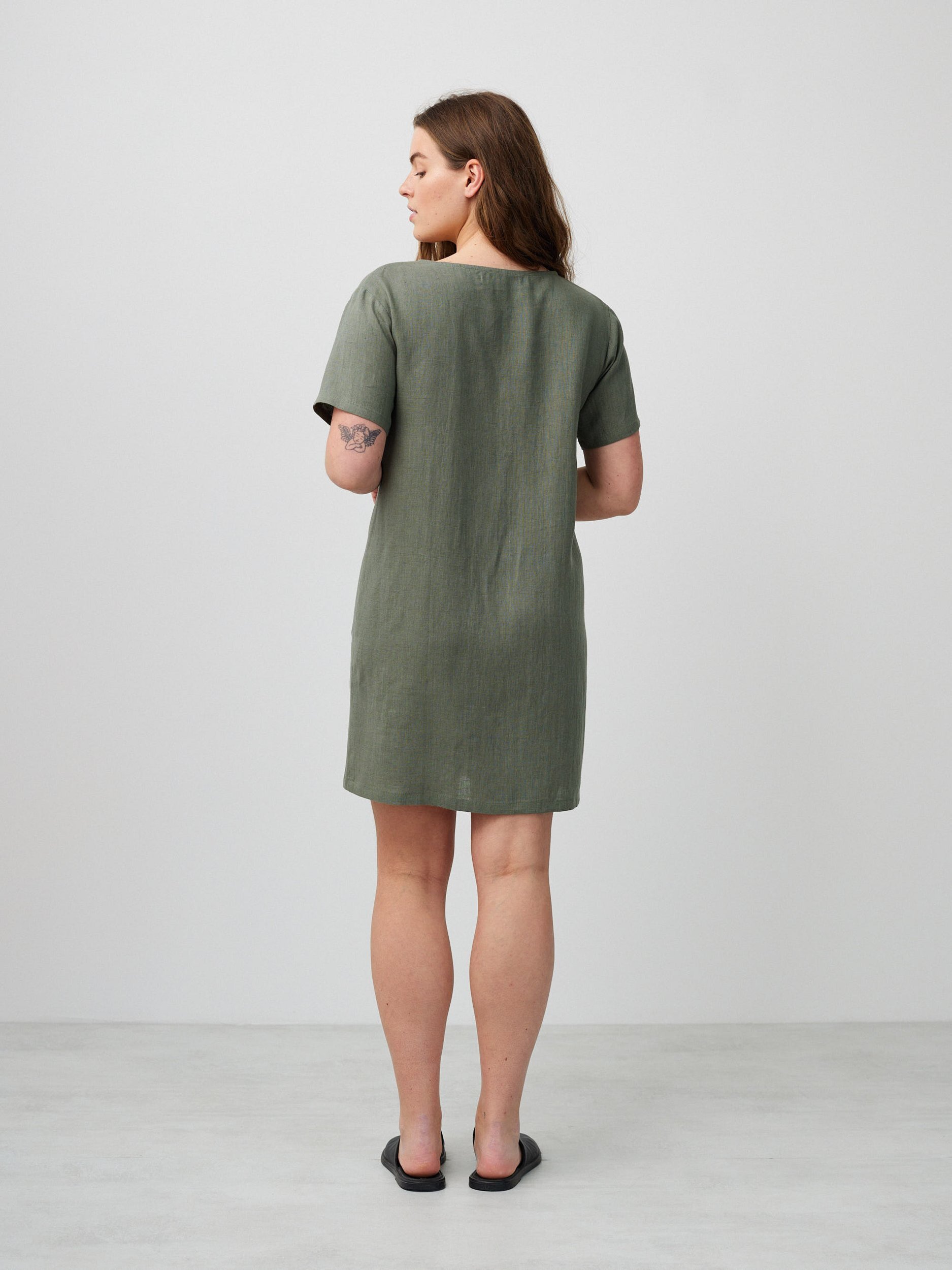 LYRA Button Down Short Linen Dress - Image 6