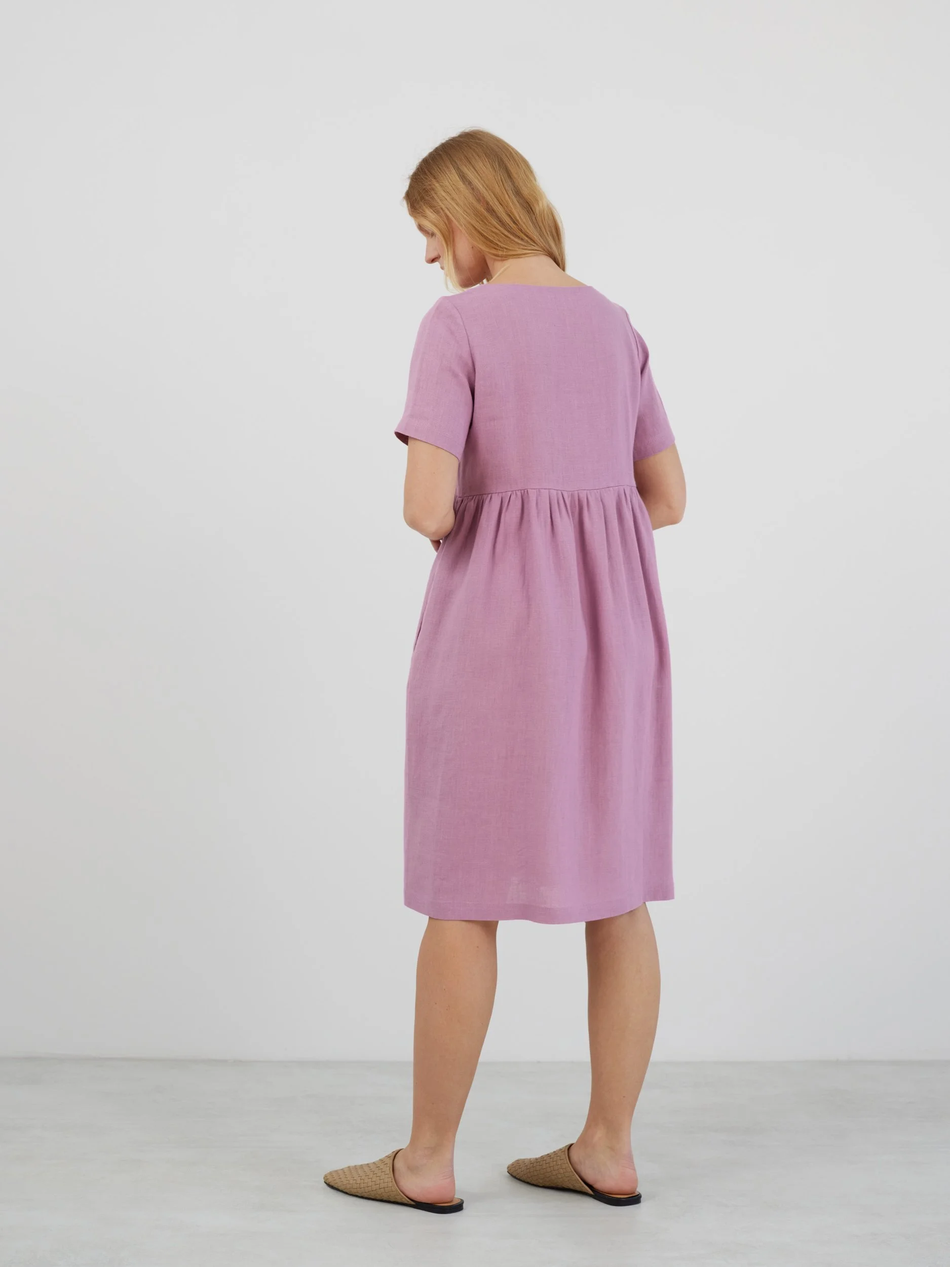 Image 5 of MATILDA Linen Smock Dress in Radiant Orchid from Love and Confuse
