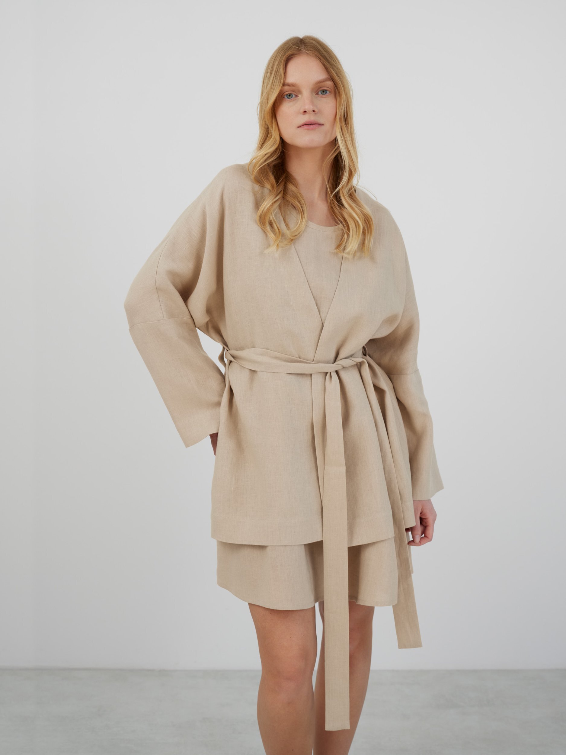 MAVIS Open Front Linen Jacket - Image 1