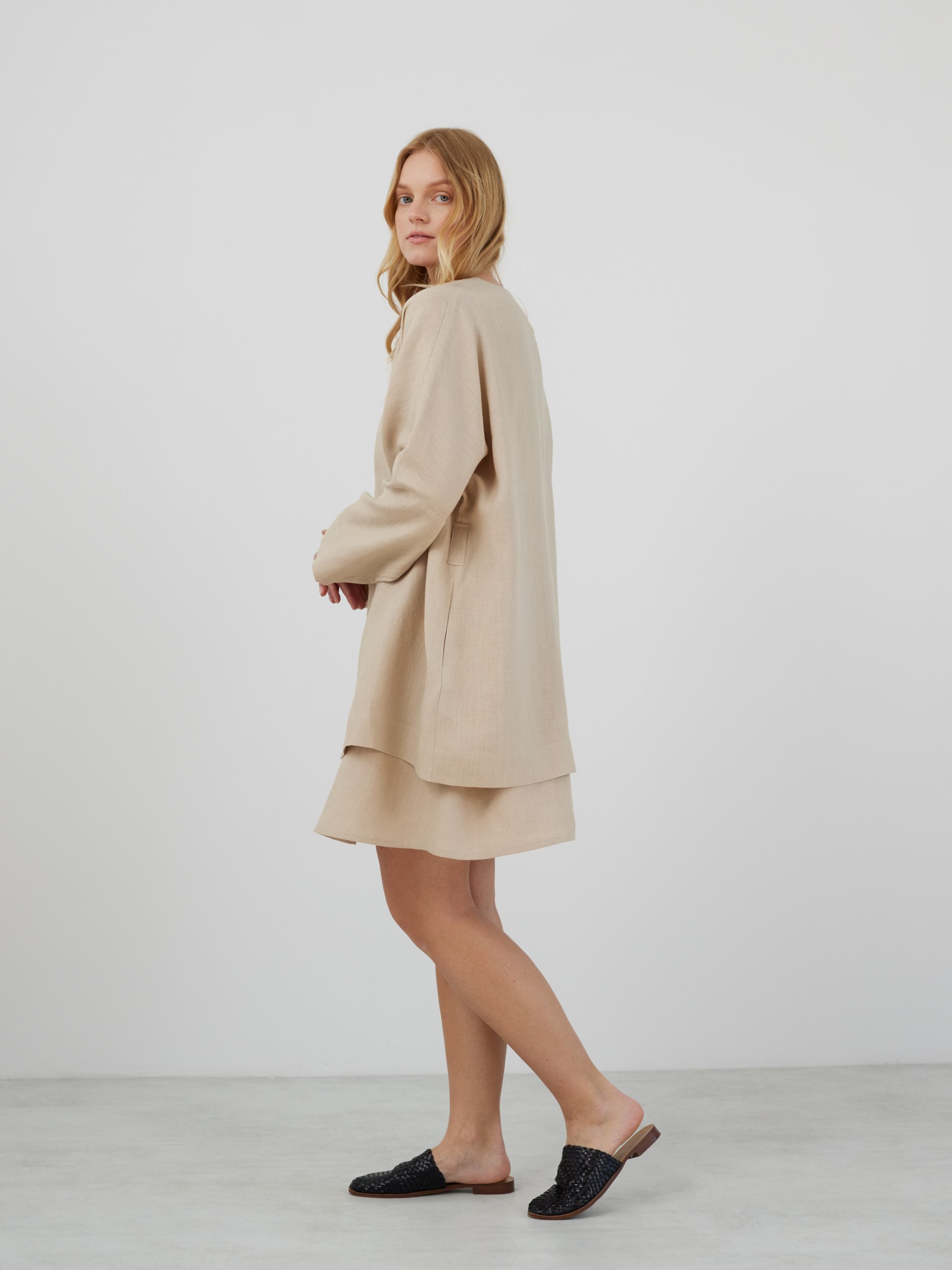 MAVIS Open Front Linen Jacket - Image 4