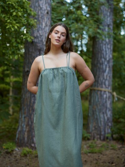 MINT Linen Tie Shoulder Dress