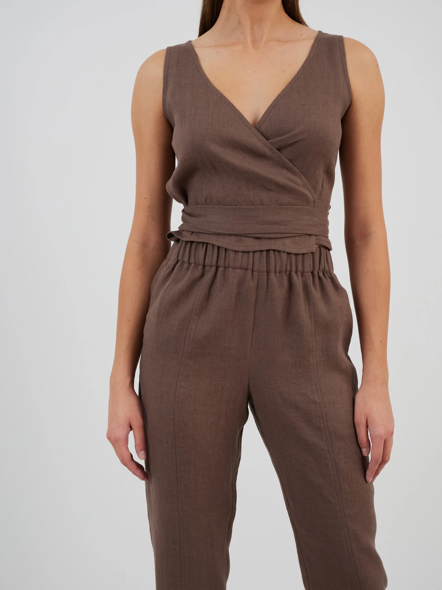 Image 4 of OLIVER High Waisted Pants in Cocoa from Love and Confuse