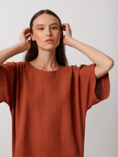 OLIVIA Linen Midi Dress