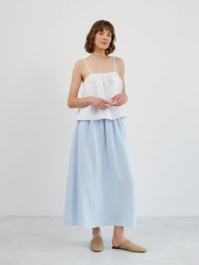 Linen Maxi Skirt with Elastic Waist OPHELIA