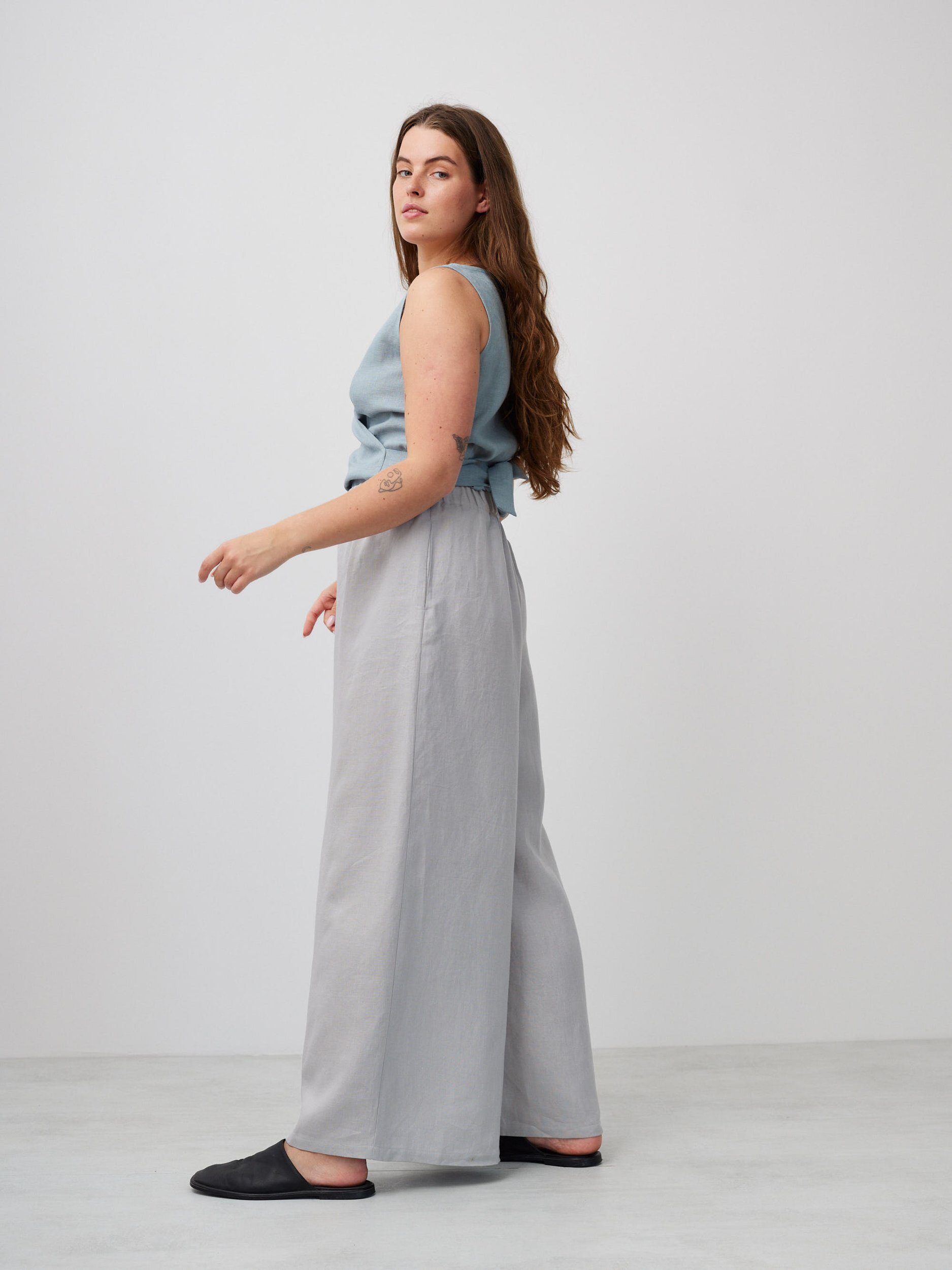 PEARL Long Wide Leg Linen Pants - Image 1