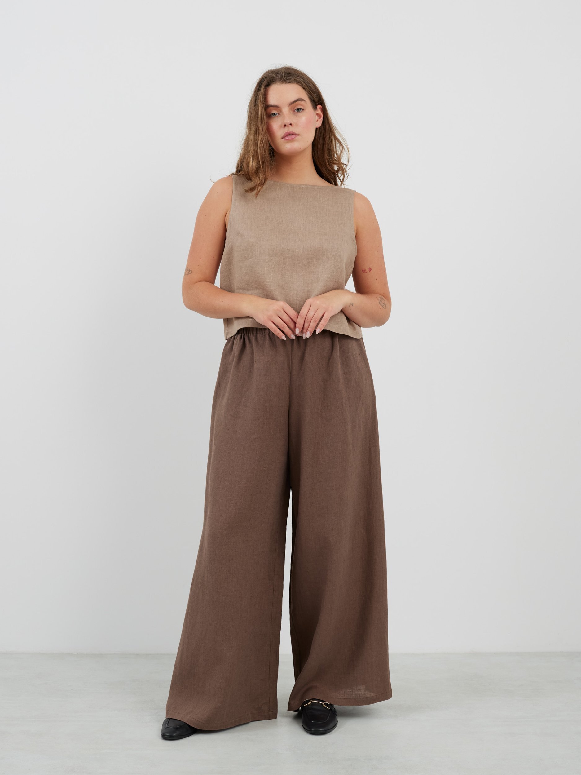 PEARL Long Wide Leg Linen Pants - Image 1