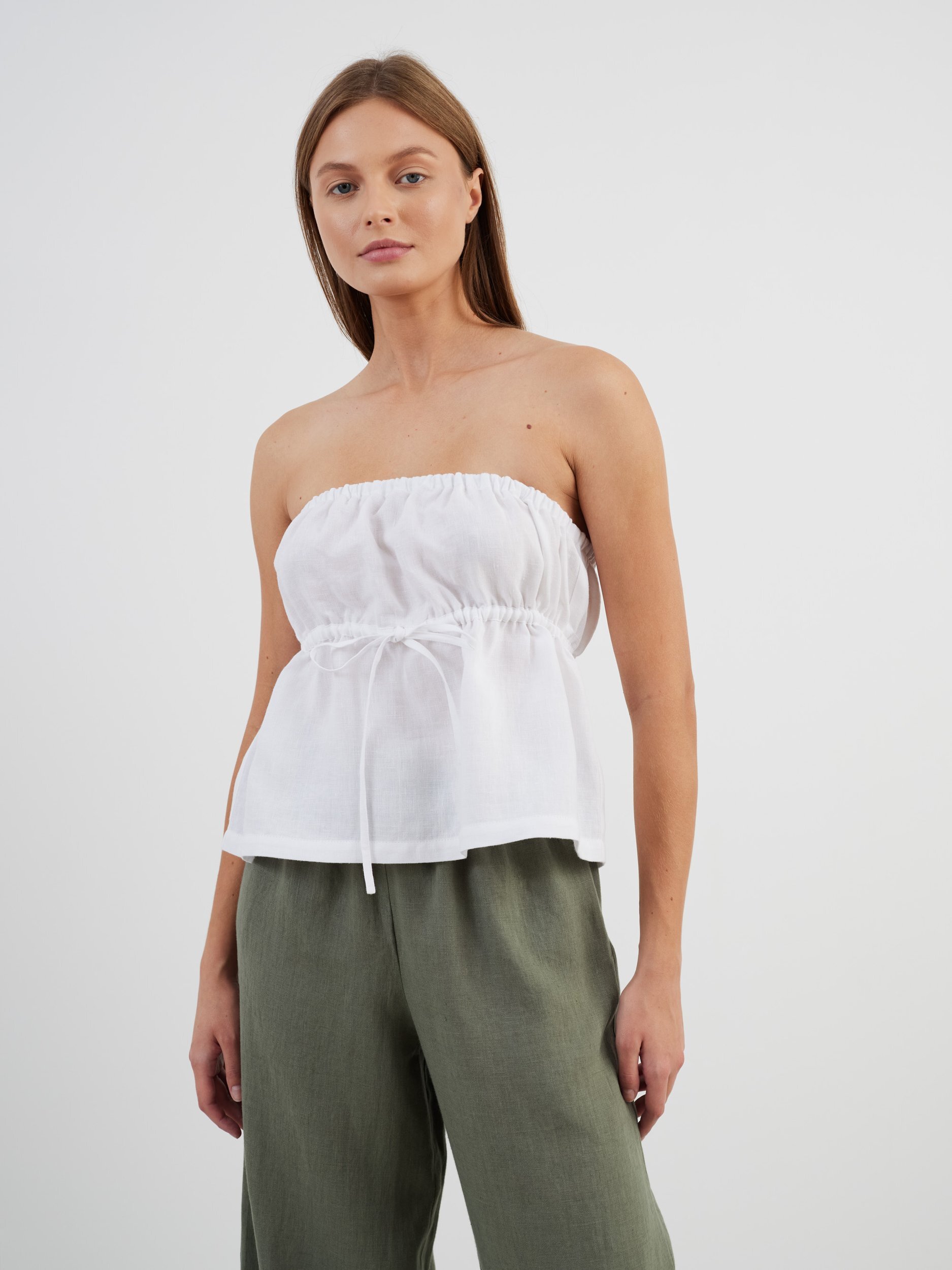 PHEOBE Linen Strapless Top - Image 2