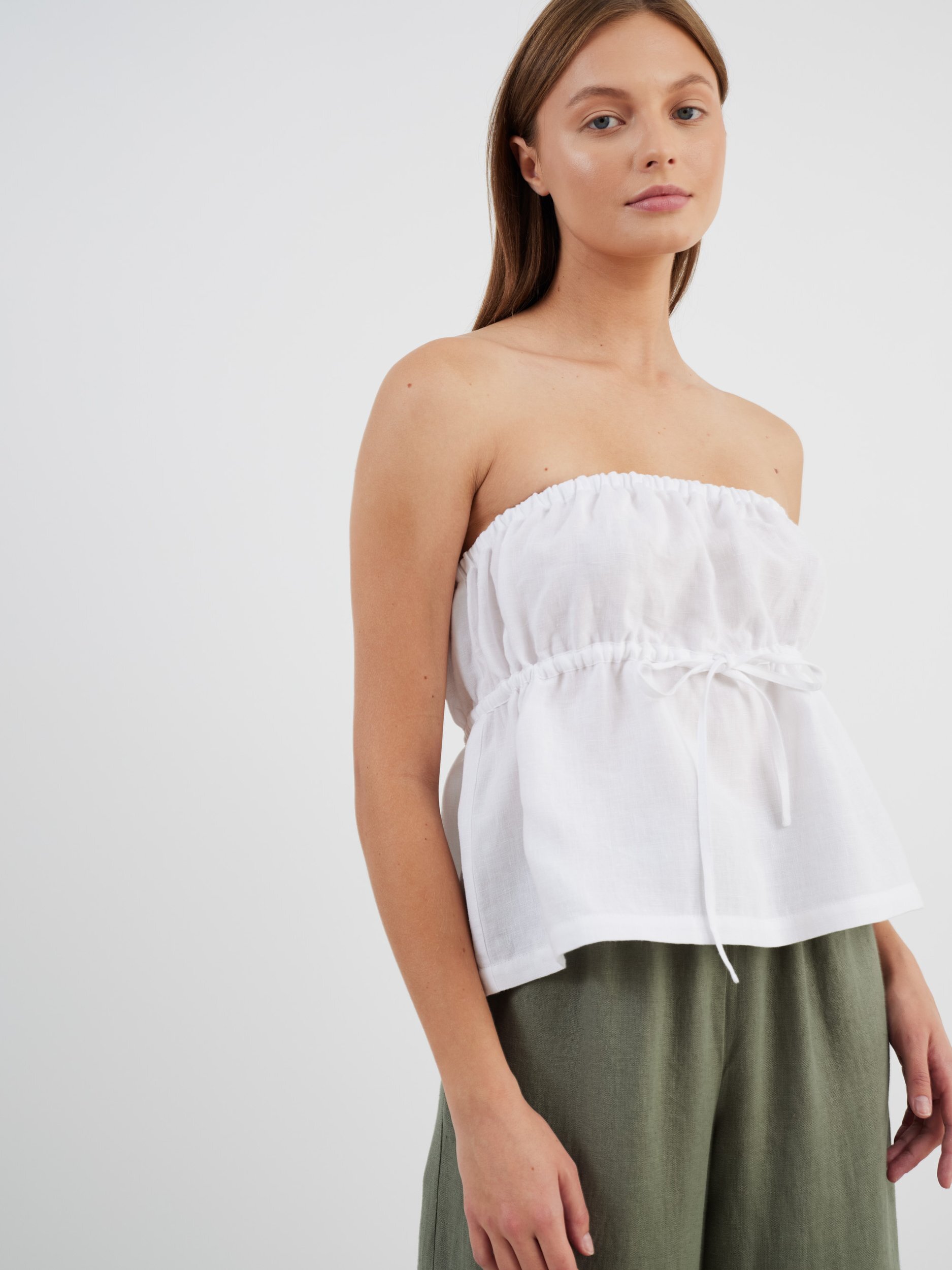 PHEOBE Linen Strapless Top - Image 4