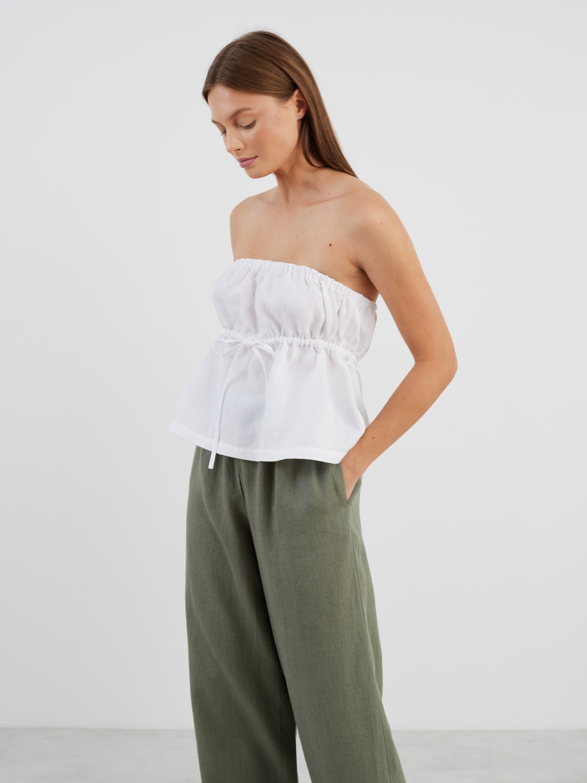 PHEOBE Linen Strapless Top - Image 5