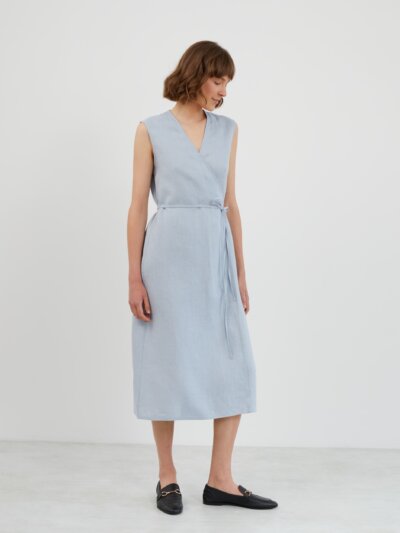 Tie Waist Linen Midi Dress PIA