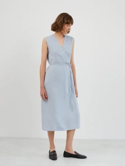 Tie Waist Linen Midi Dress PIA