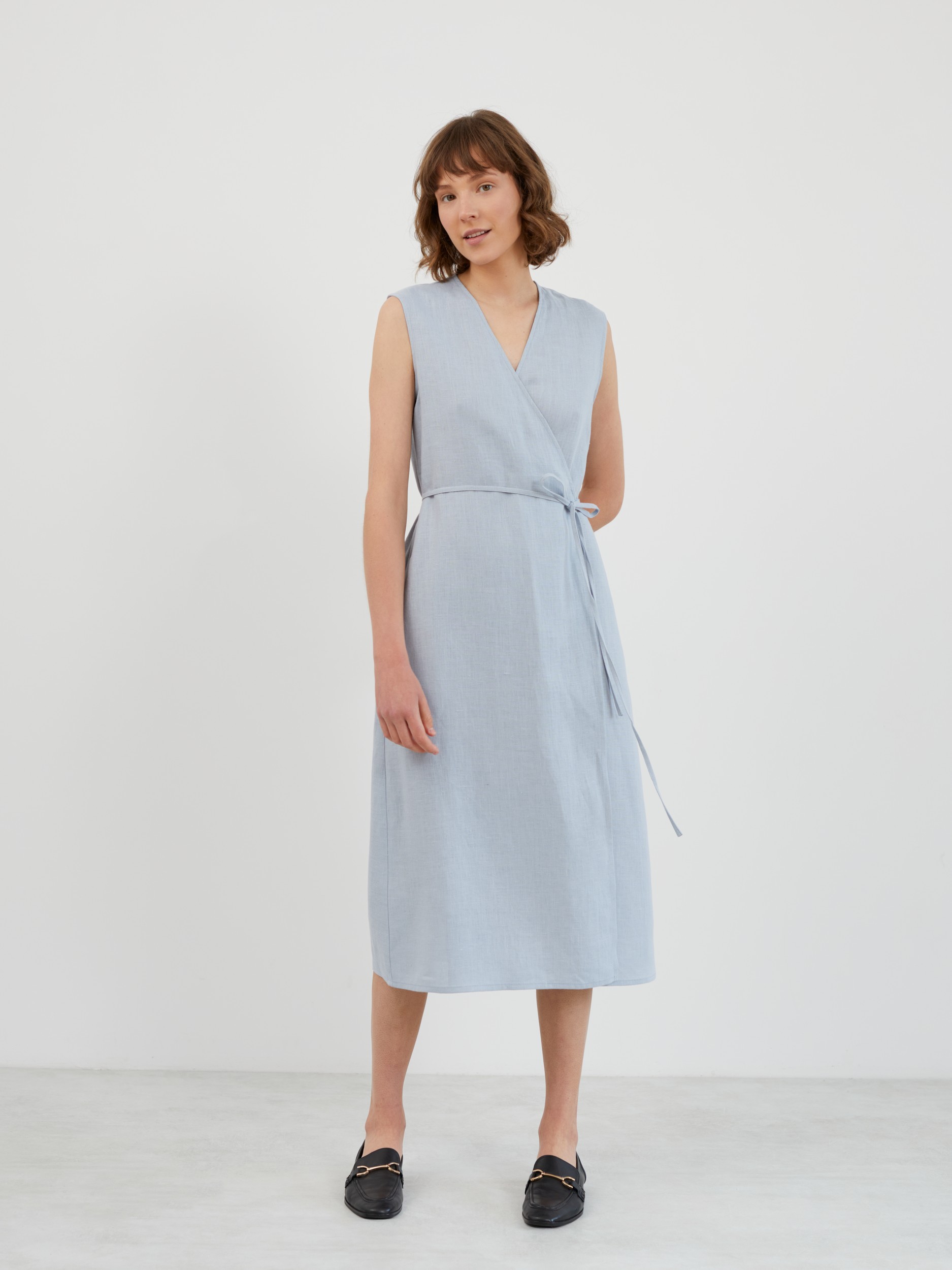 Tie Waist Linen Midi Dress PIA - Image 2