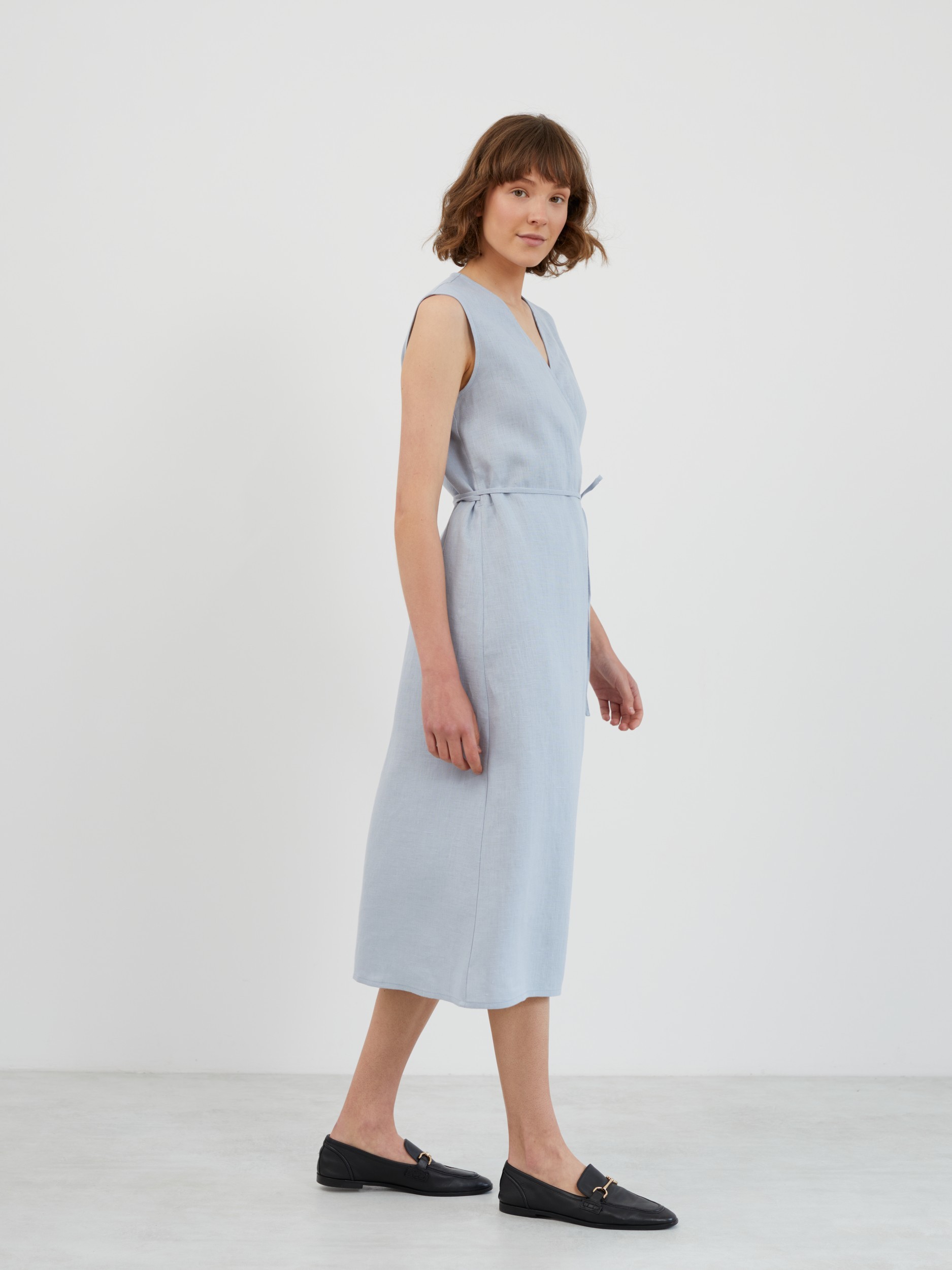 Tie Waist Linen Midi Dress PIA - Image 3