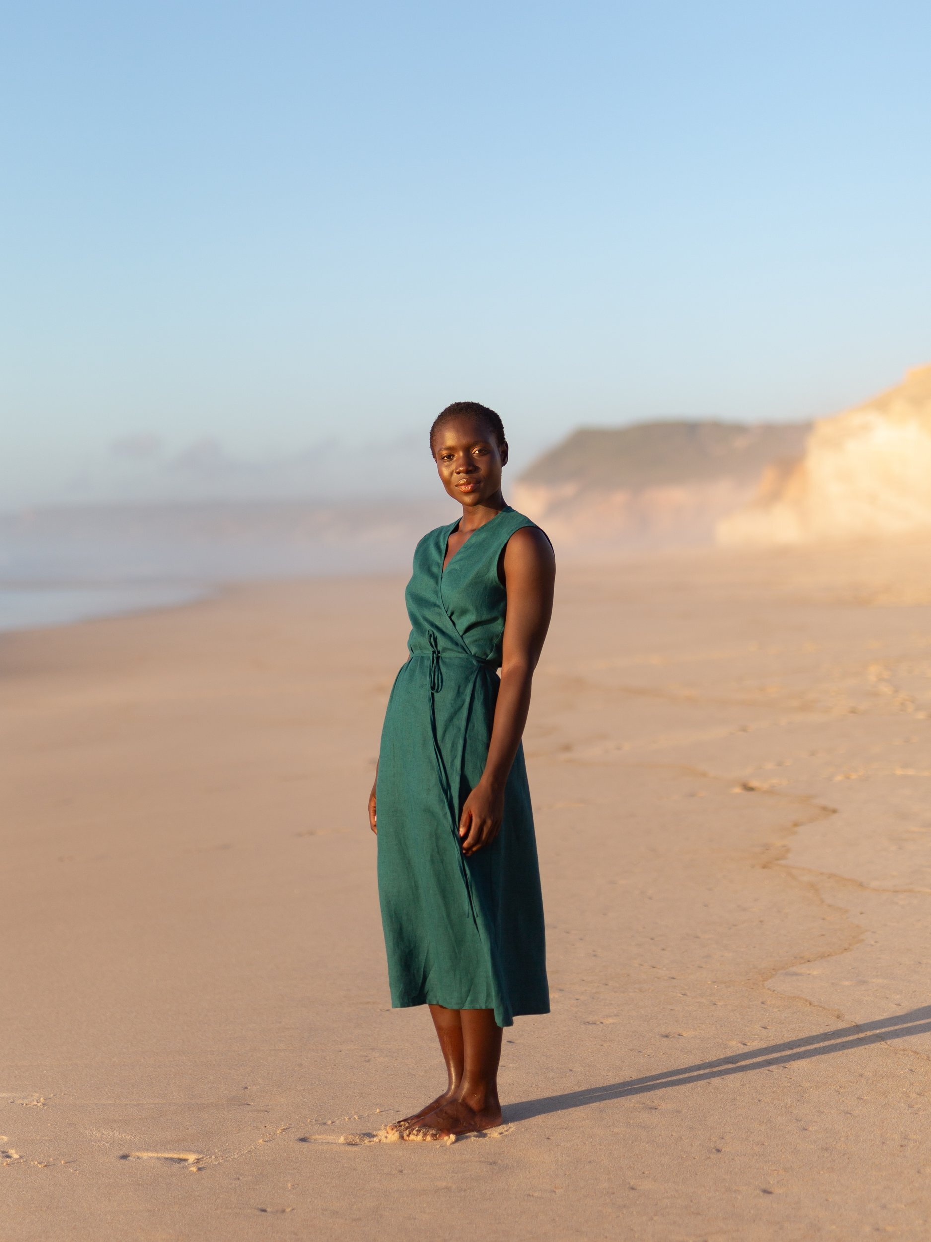 PIA Linen Midi Wrap Dress - Image 3