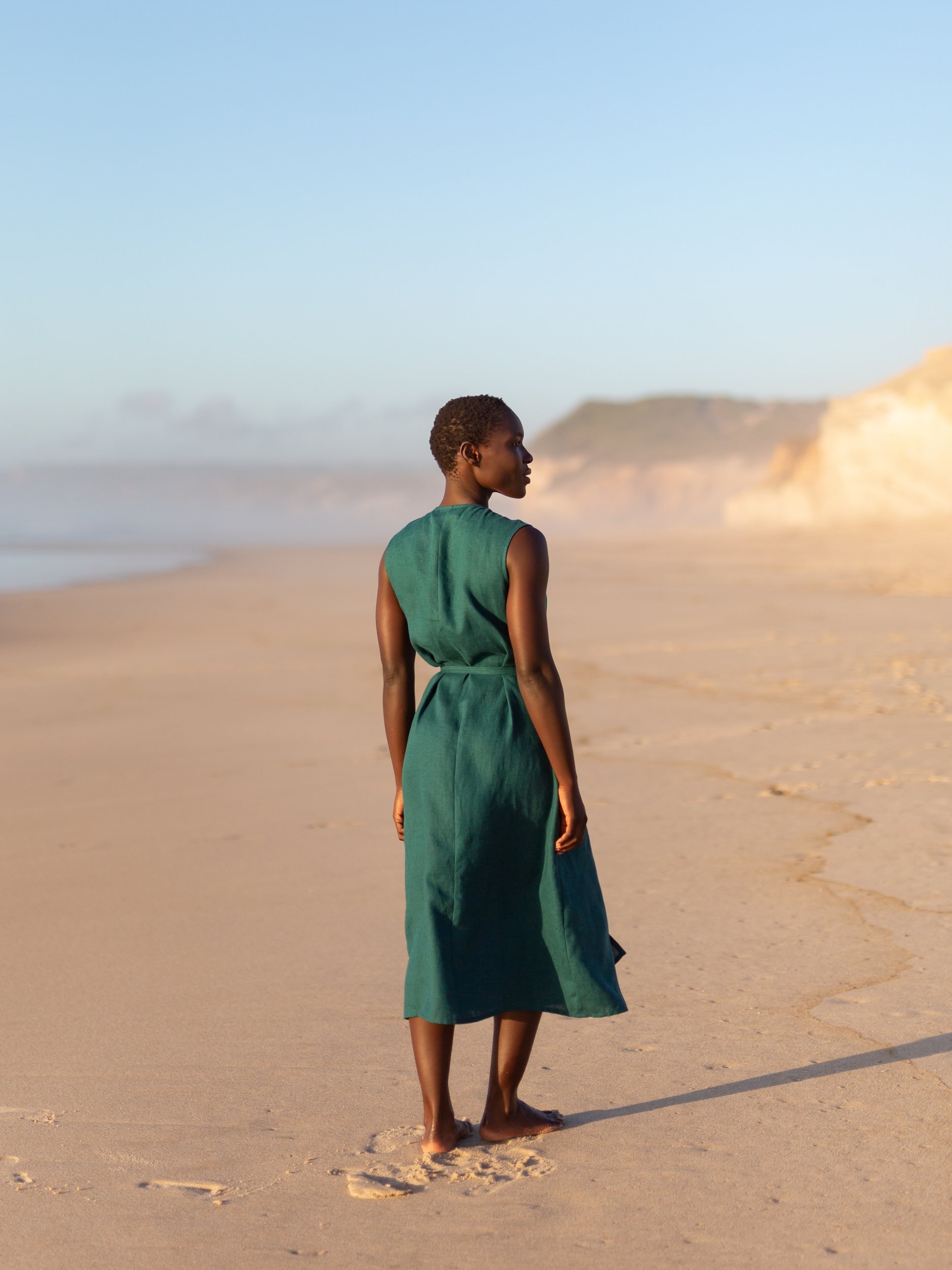 PIA Linen Midi Wrap Dress - Image 4