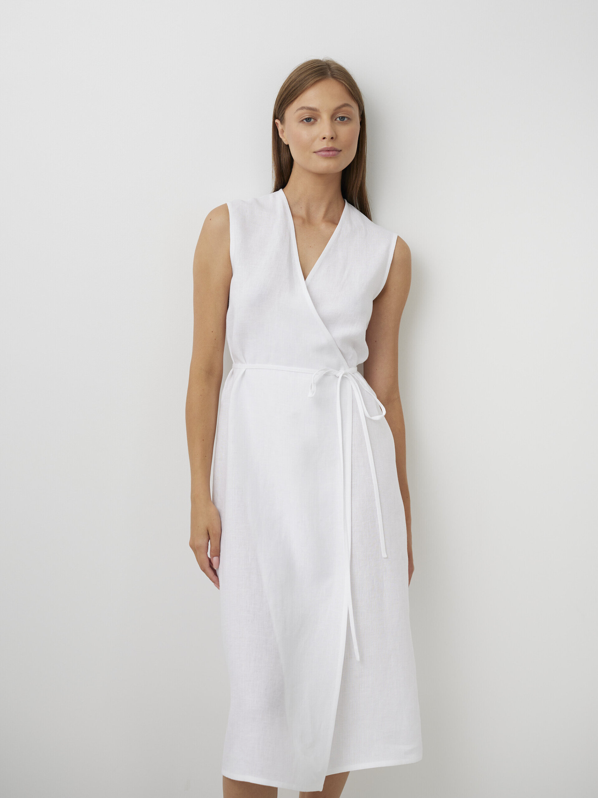 PIA Tie Waist Linen Midi Dress - Image 3
