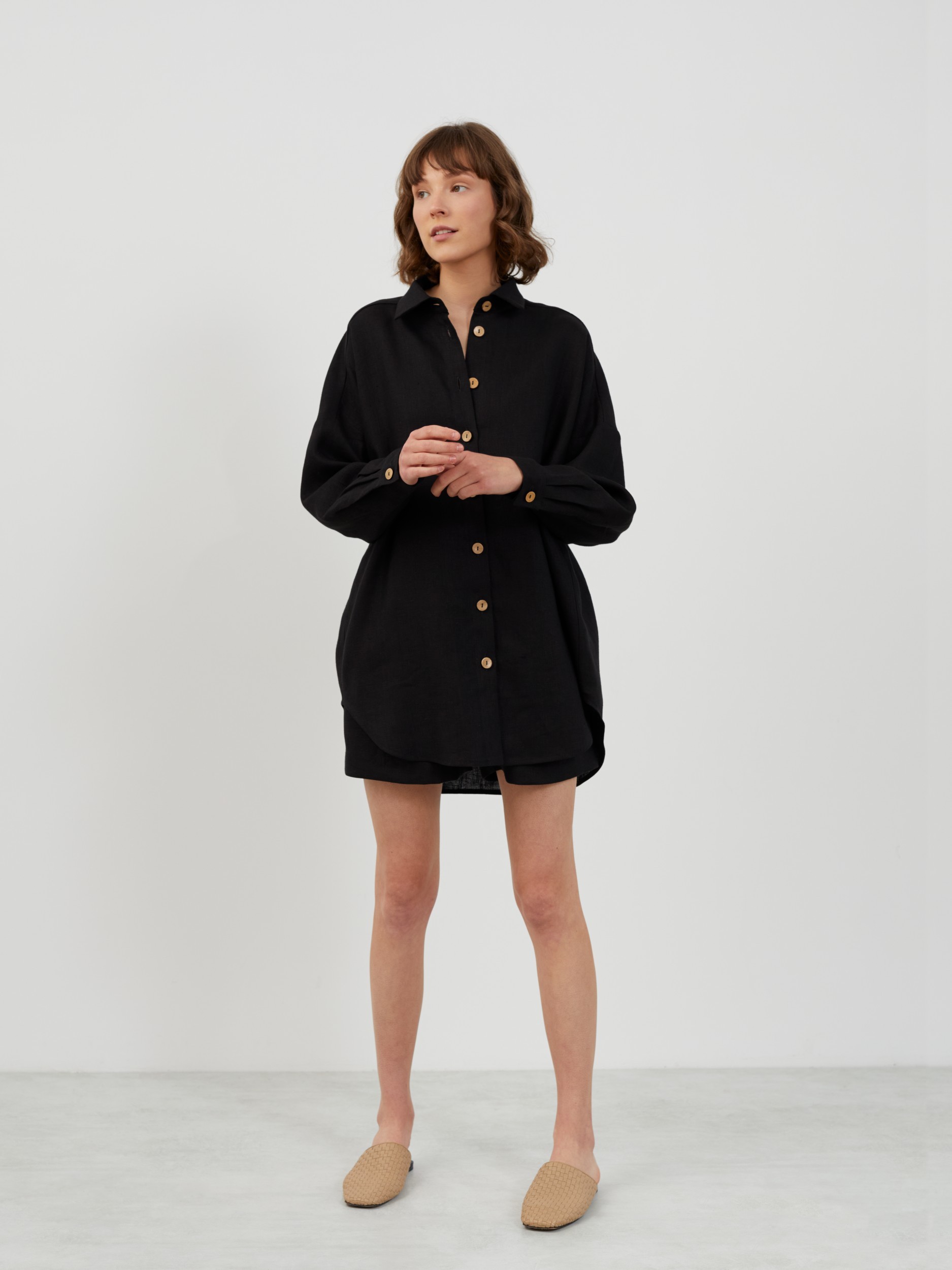 Oversized Linen Shirt PINE - Image 1