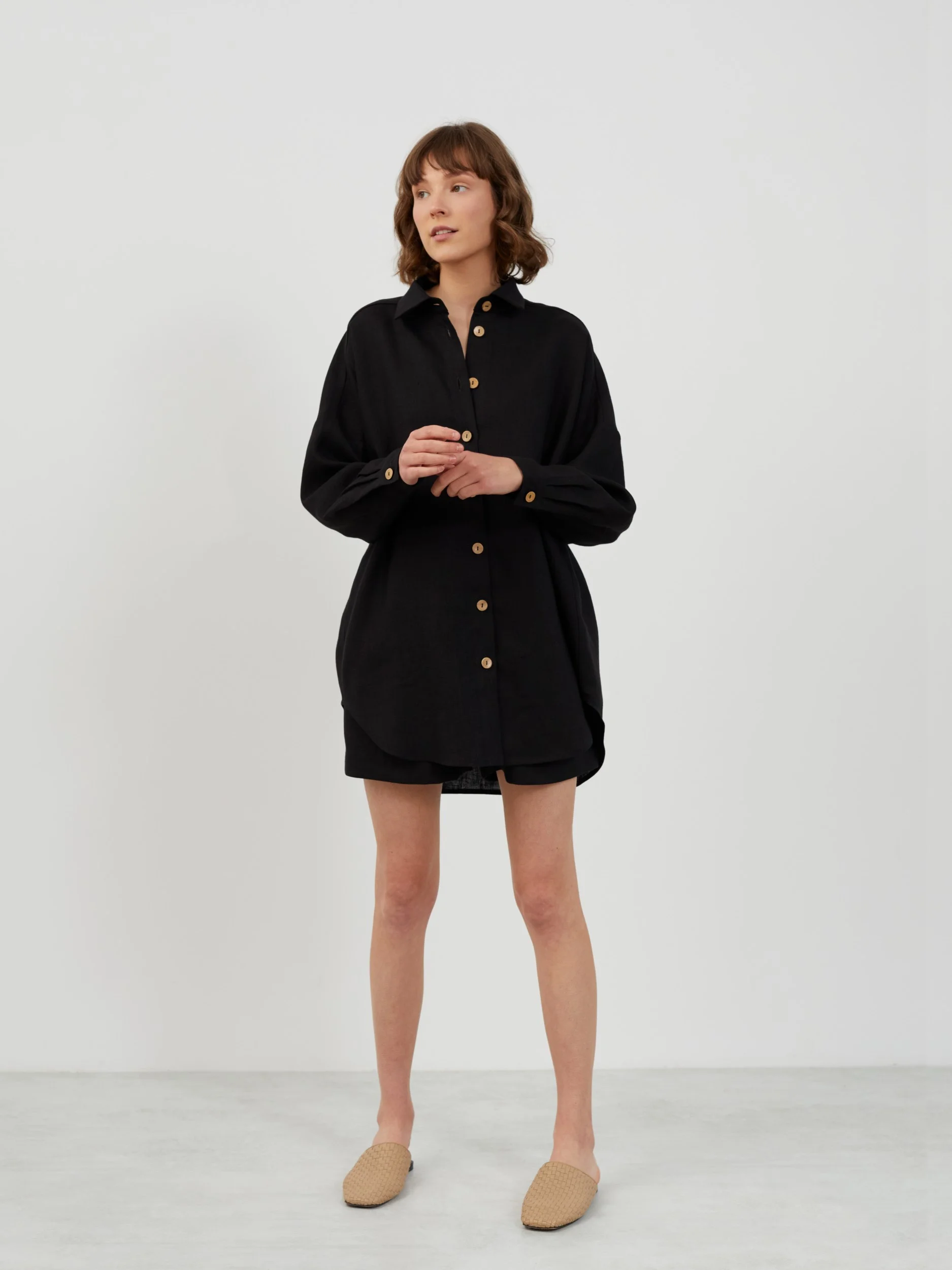 Image 1 of PINE Oversized Linen Shirt in Black from Love and Confuse
