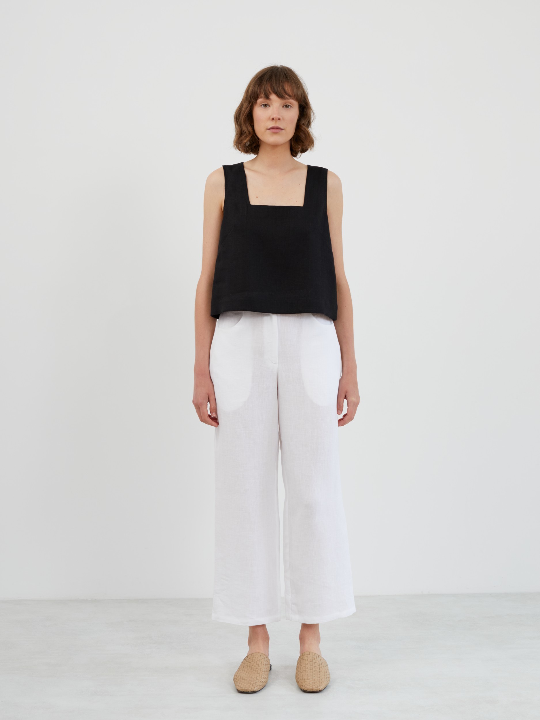 Square Neck Linen Tank Top RAE - Image 2