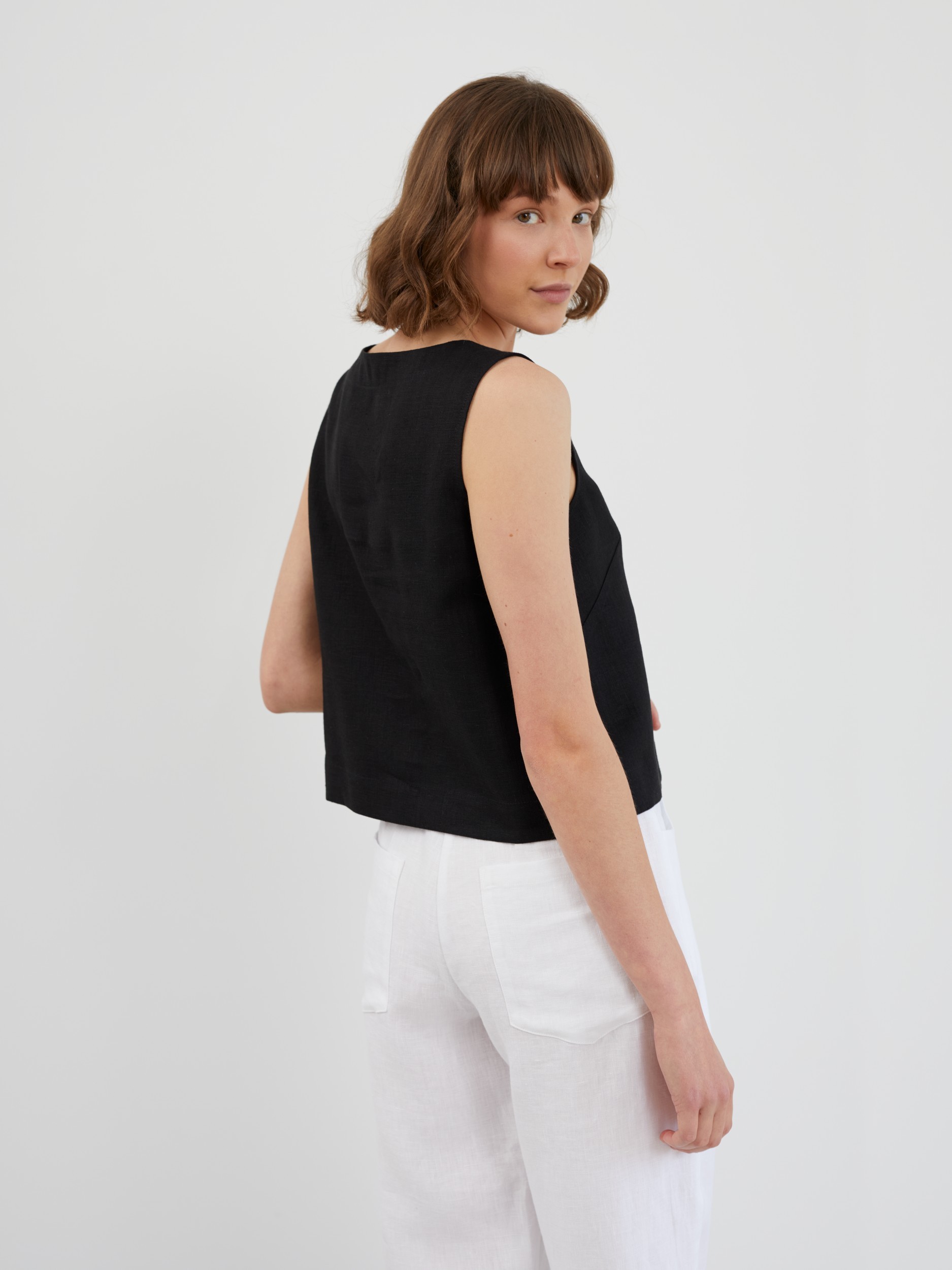 Square Neck Linen Tank Top RAE - Image 5