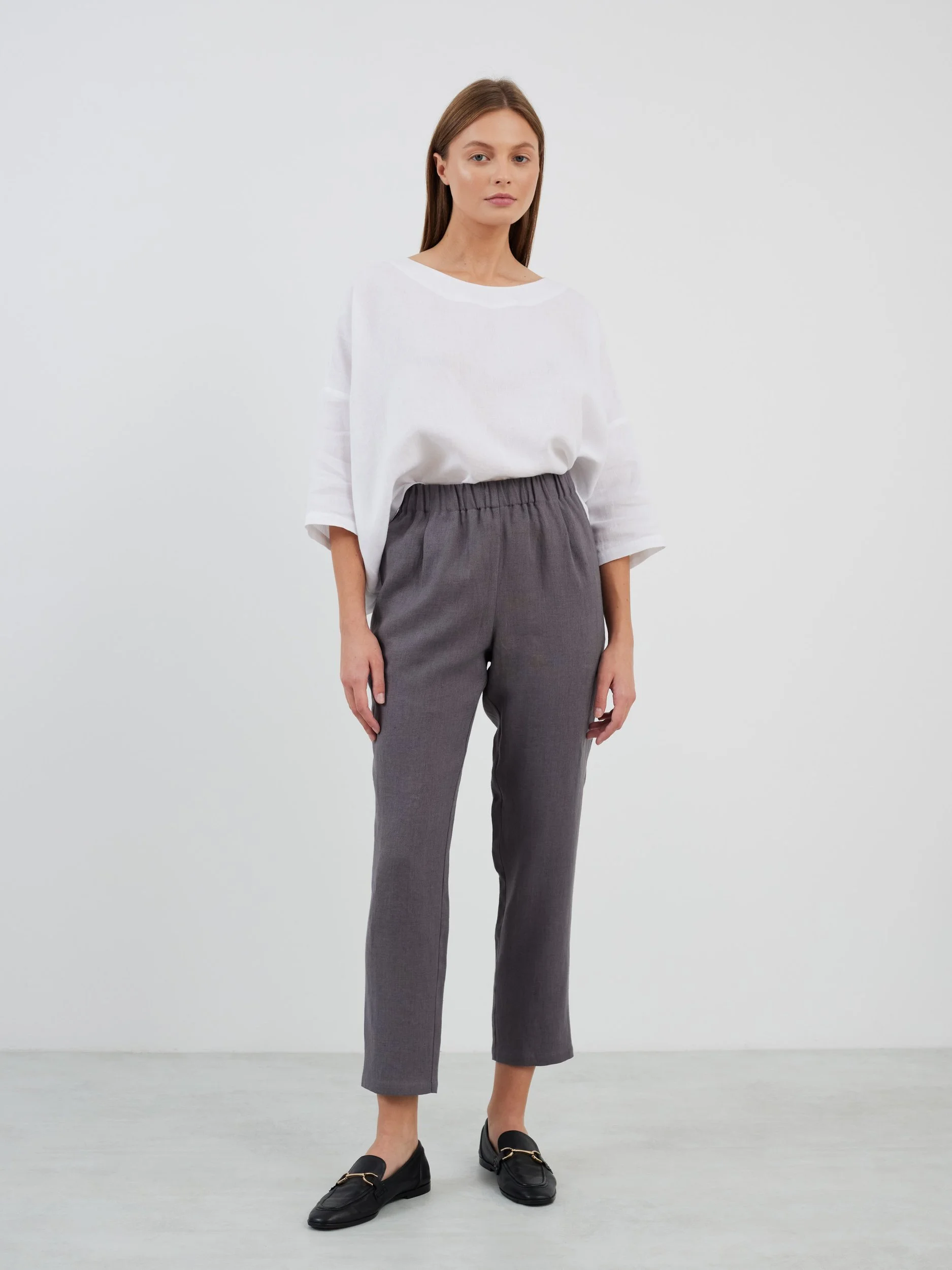 Image 2 of RAVEN Tapered Linen Pants in Light Grey from Love and Confuse