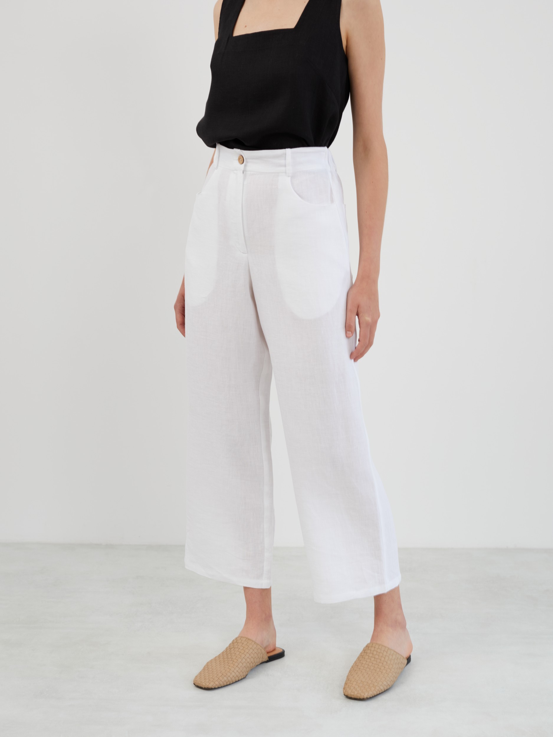 SARAH High-Waisted Tapered Leg Linen Pants - Image 2