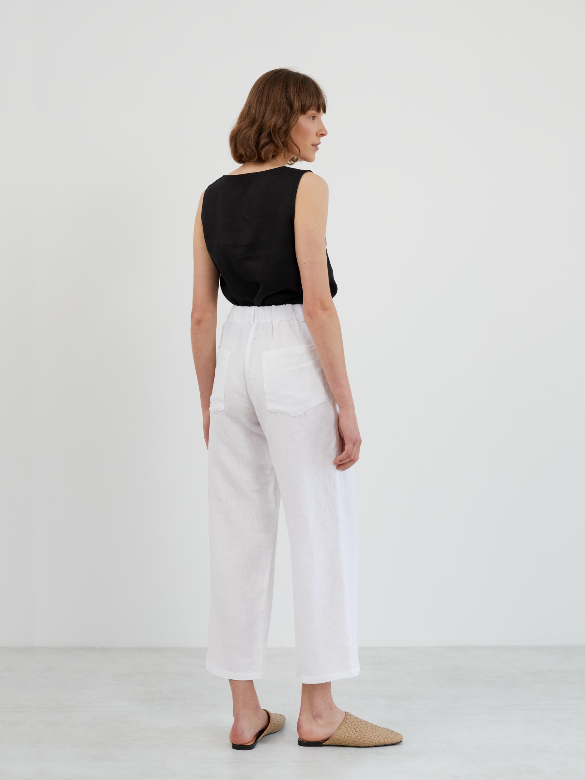 SARAH High-Waisted Tapered Leg Linen Pants - Image 5