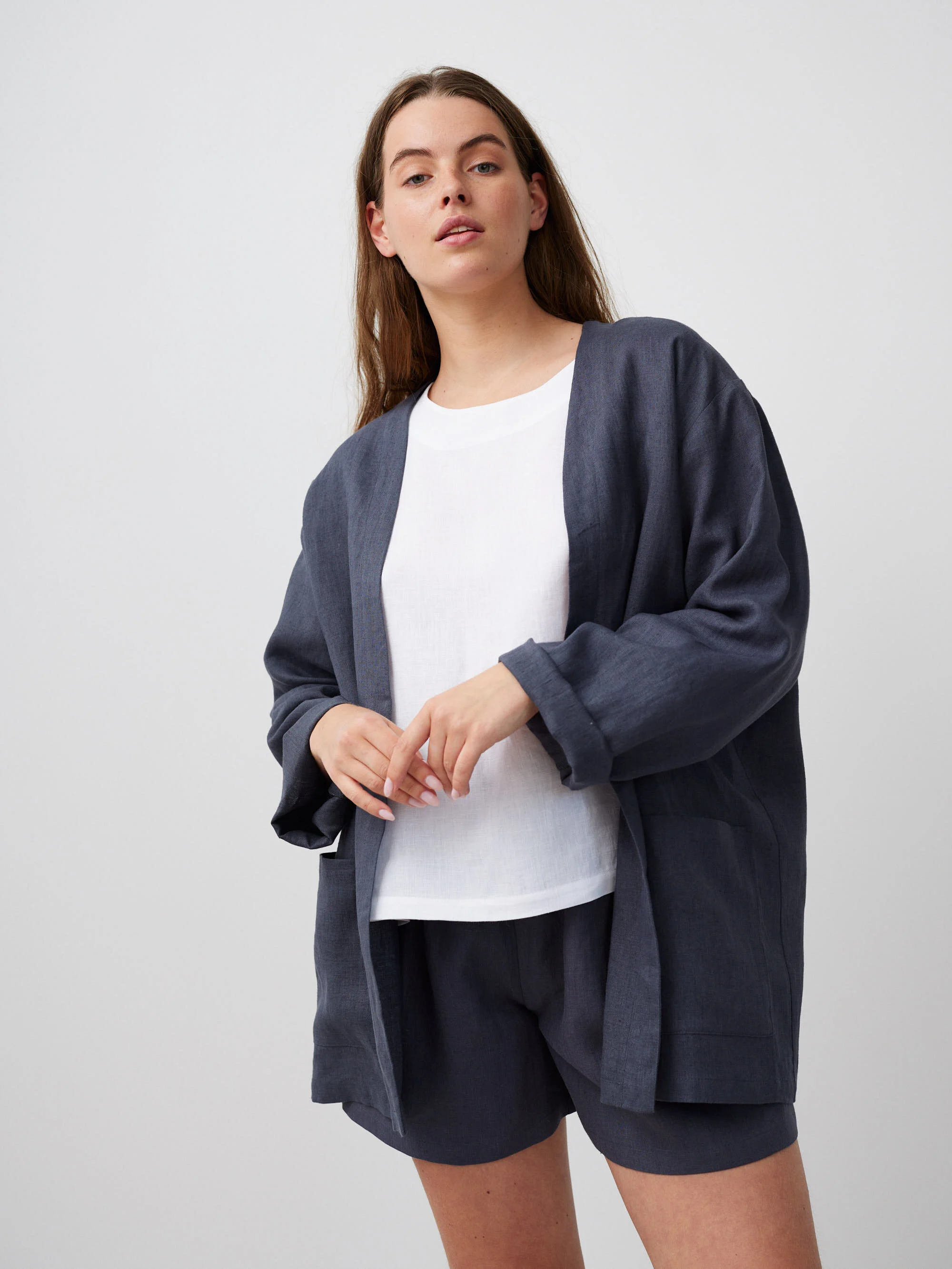 Image 3 of SELBY Linen Cardigan in Dark Grey from Love and Confuse