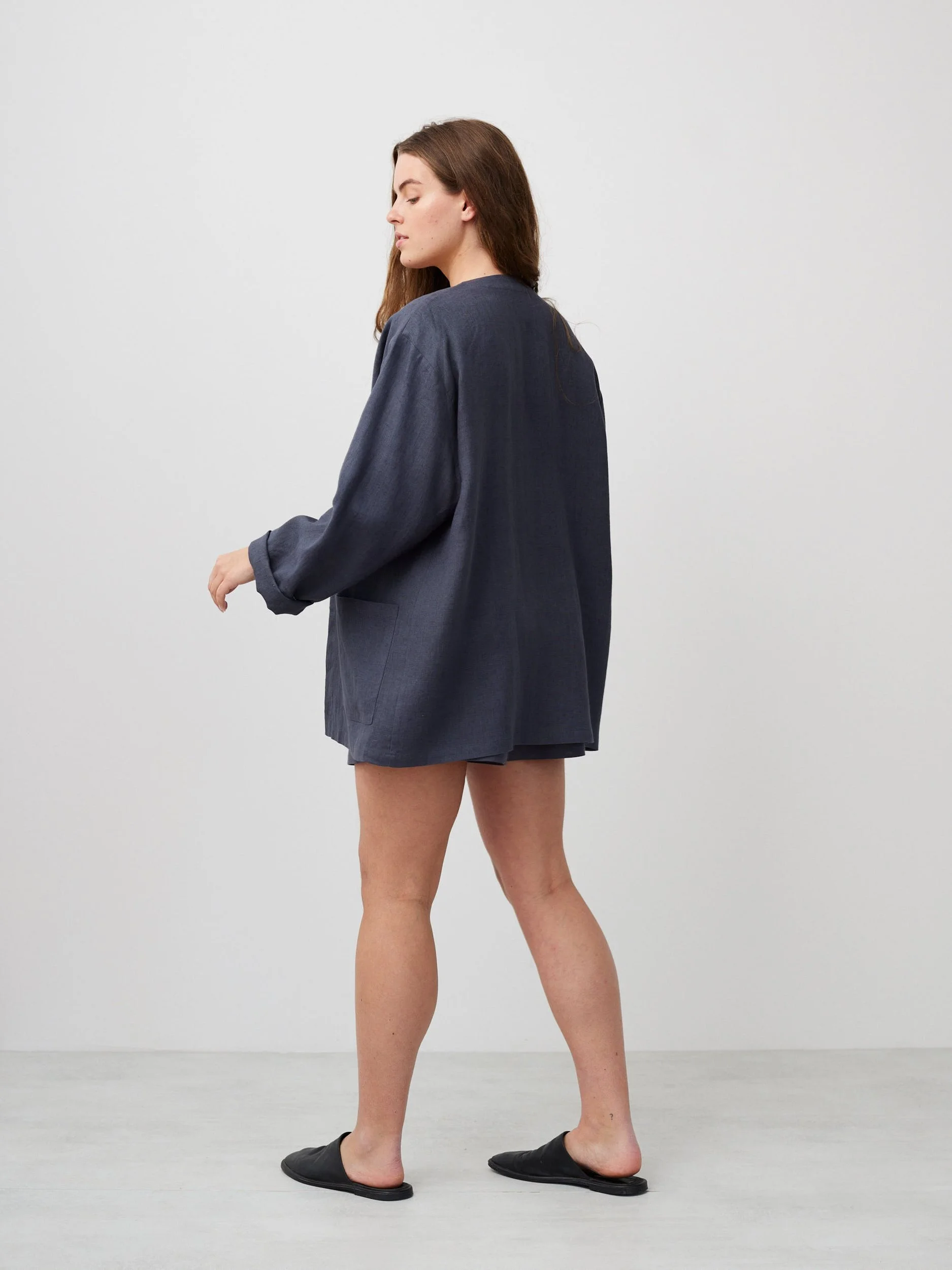 Image 4 of SELBY Linen Cardigan in Dark Grey from Love and Confuse