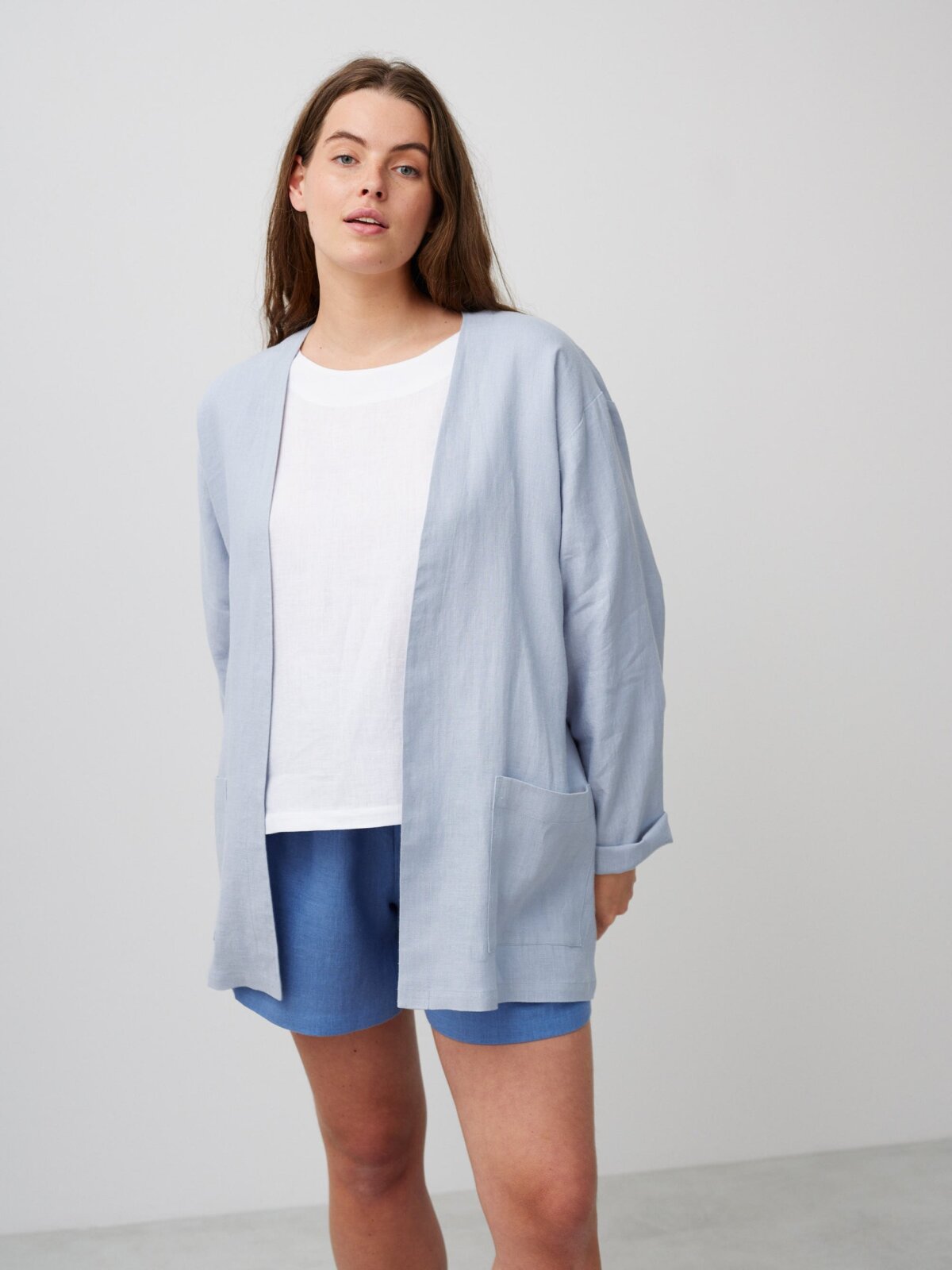 SELBY pellavatakki Siniharmaa — edestä