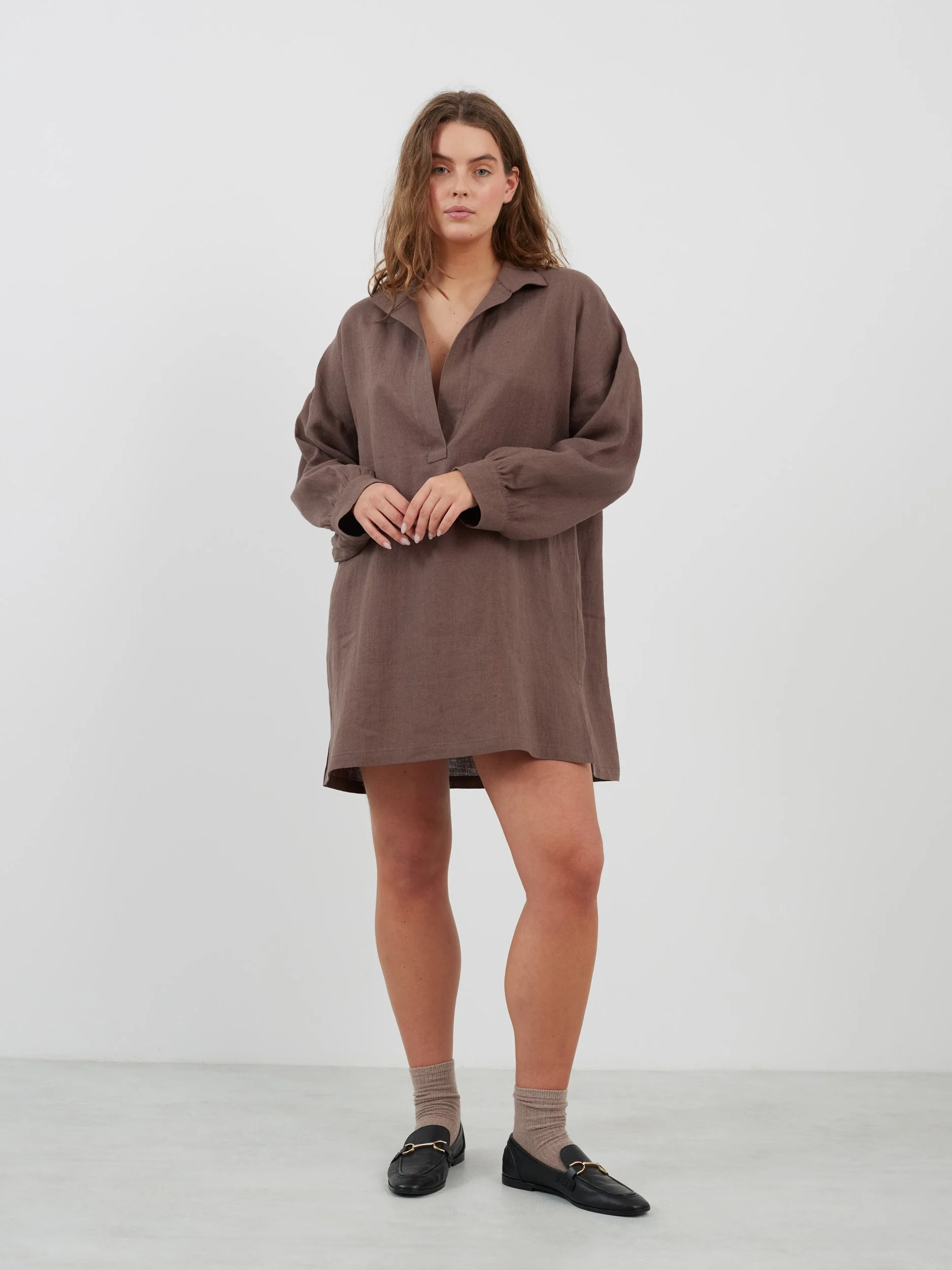 Image 4 of SKY Linen Beach Dress in Cocoa from Love and Confuse