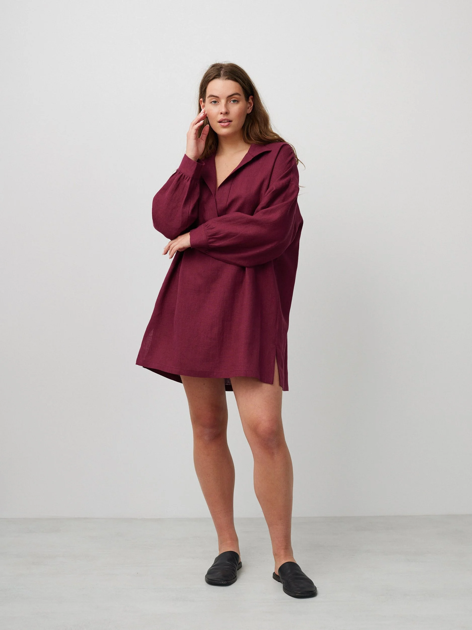 Image 4 of SKY Linen Beach Dress in Eggplant from Love and Confuse