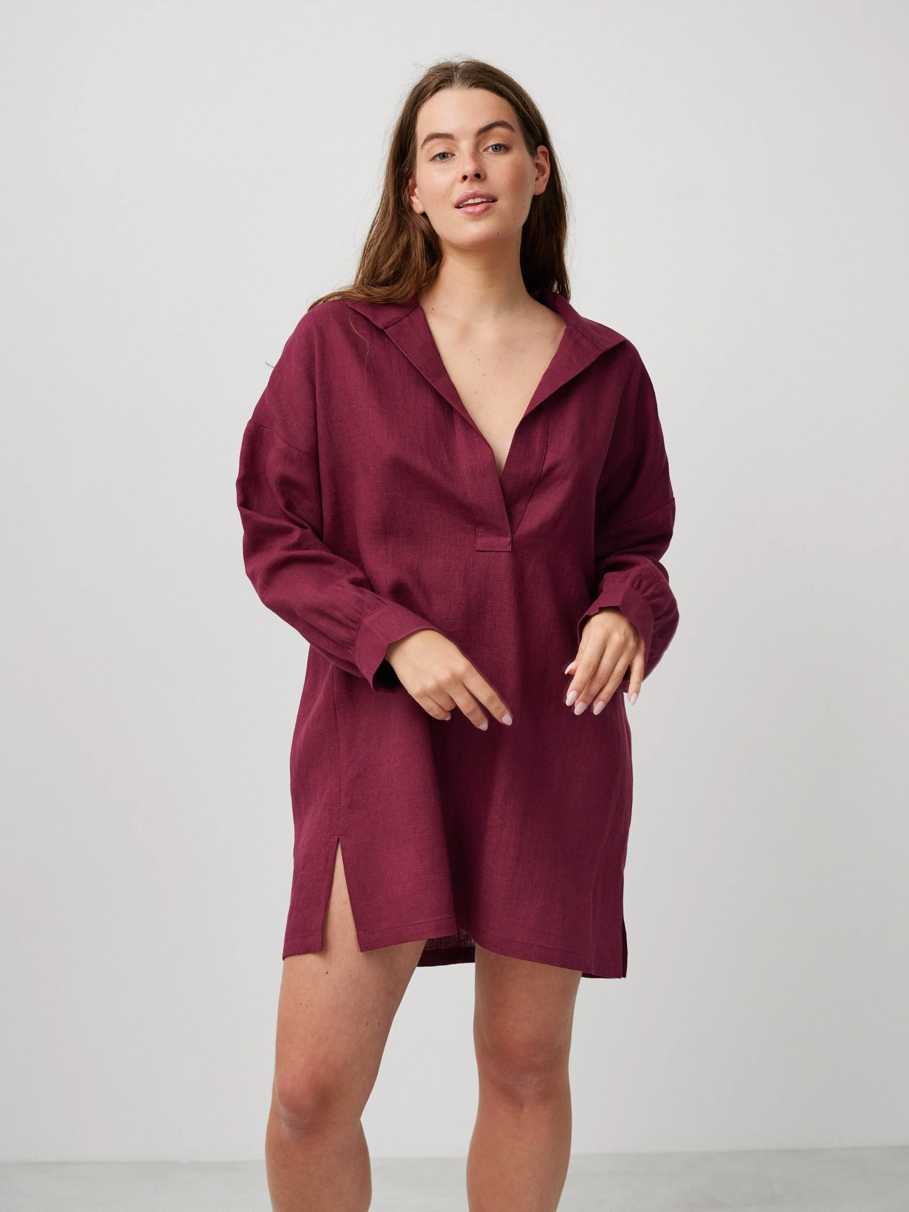 Image 5 of SKY Linen Beach Dress in Eggplant from Love and Confuse