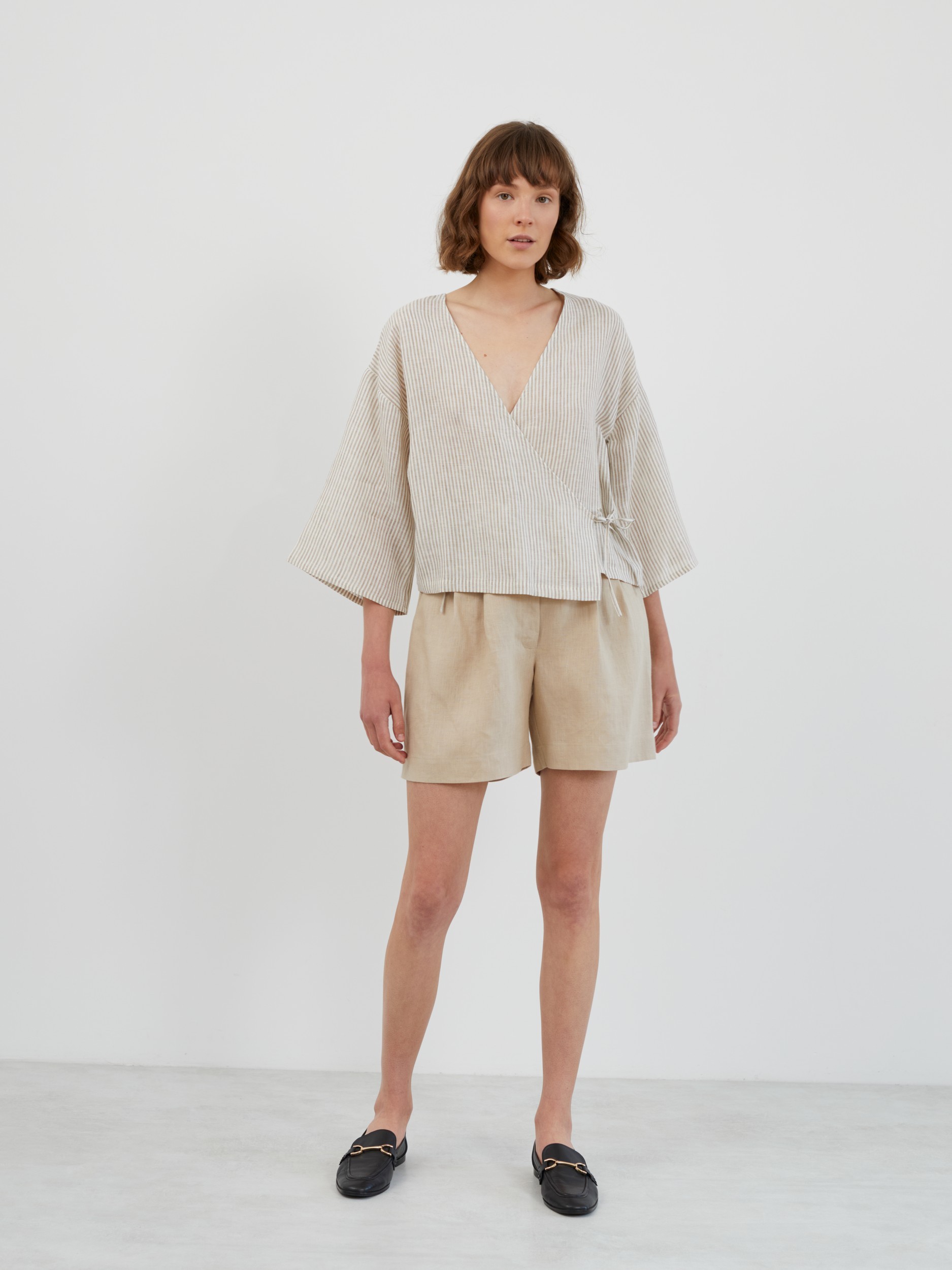 SOFIA Linen Kimono Wrap Top - Image 2