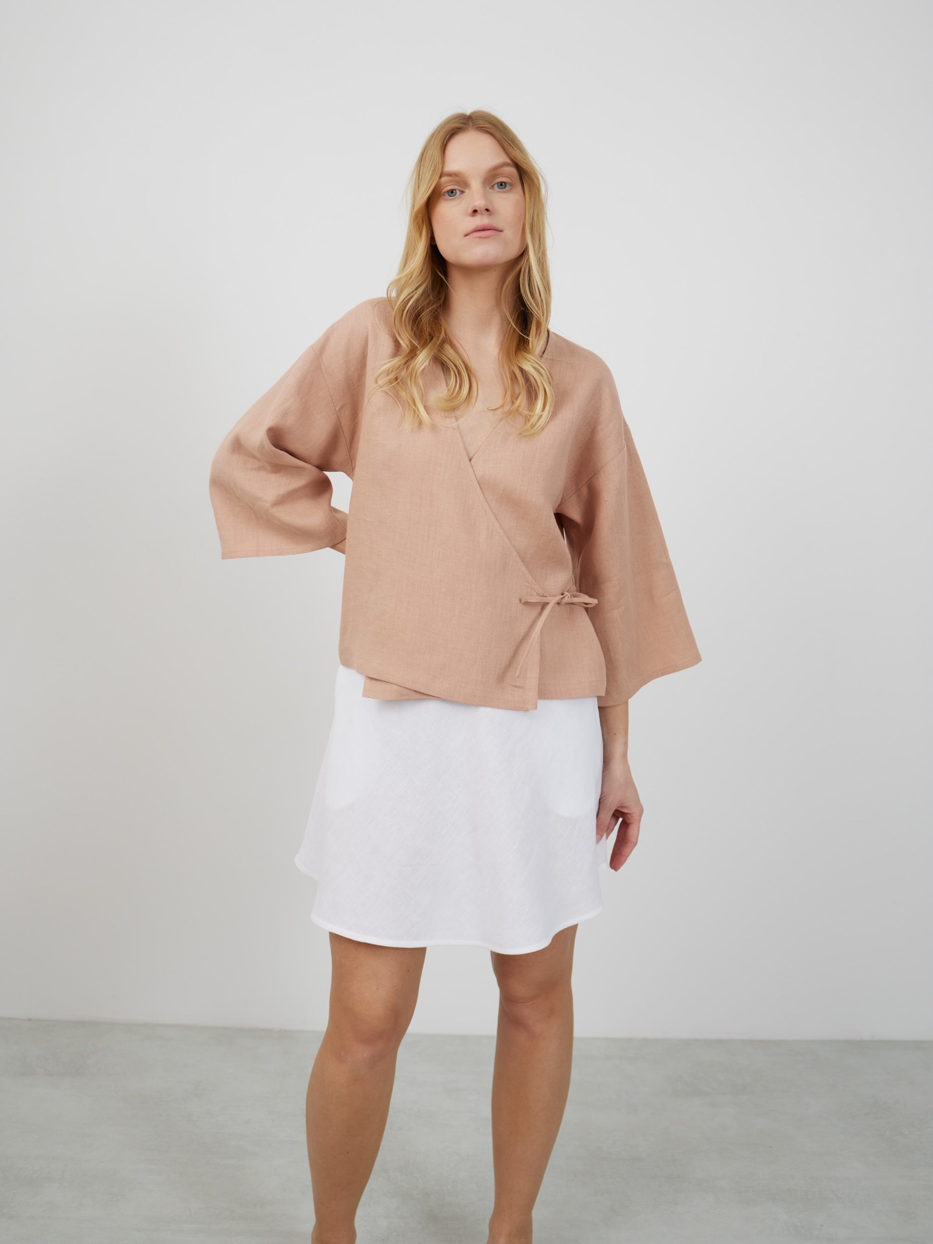 SOFIA Leinen Kimono Wickeltop - Image 3