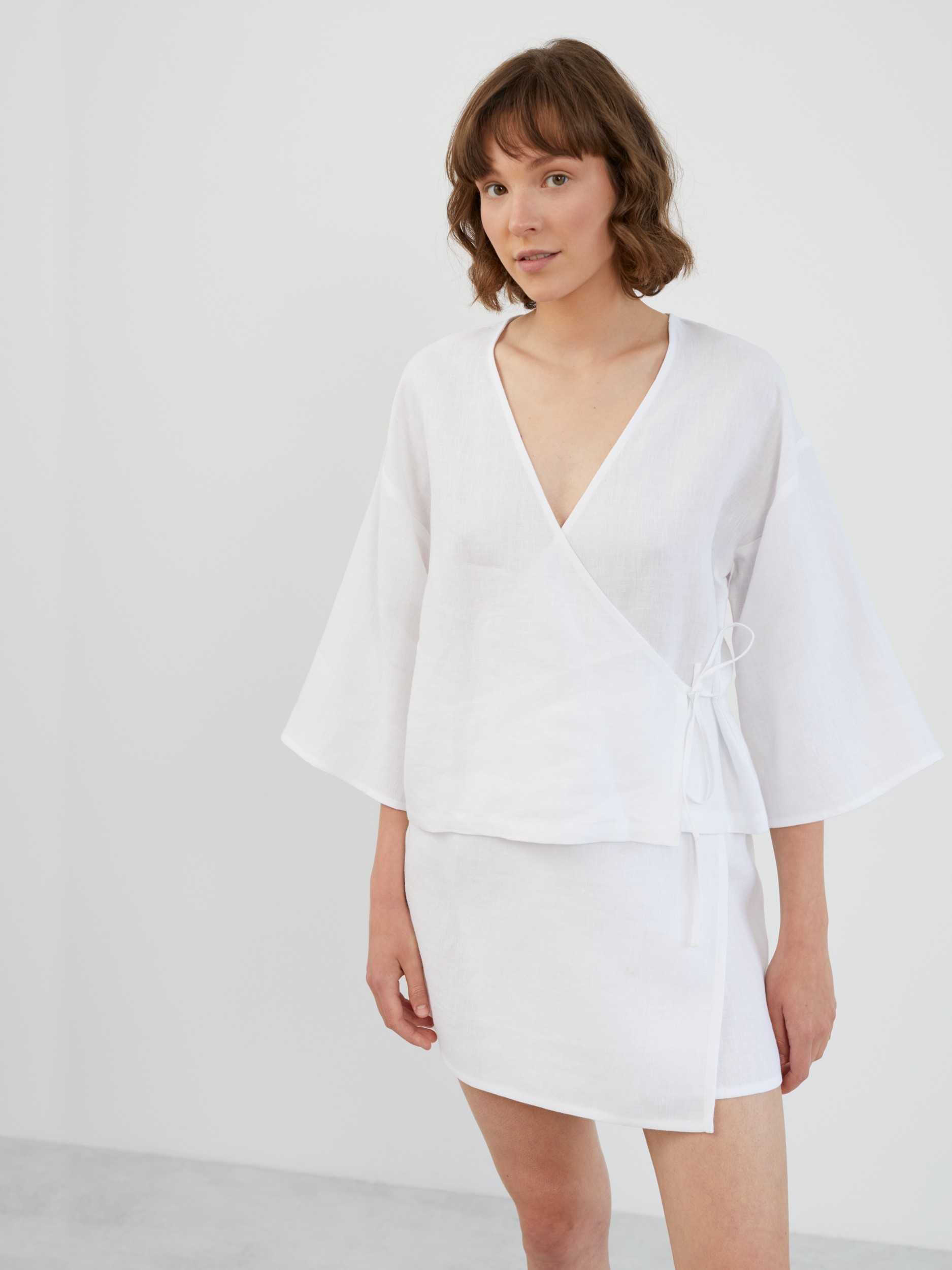 SOFIA Linen Kimono Wrap Top - Image 2