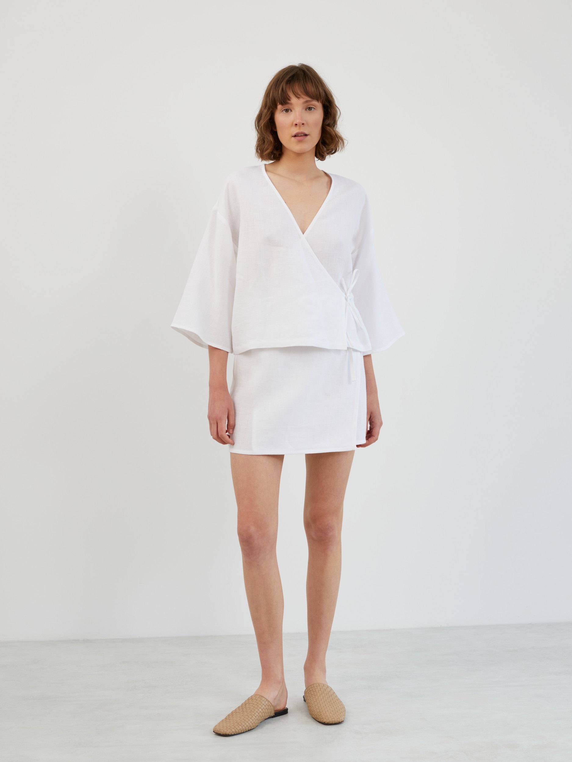 SOFIA Linen Kimono Wrap Top - Image 3